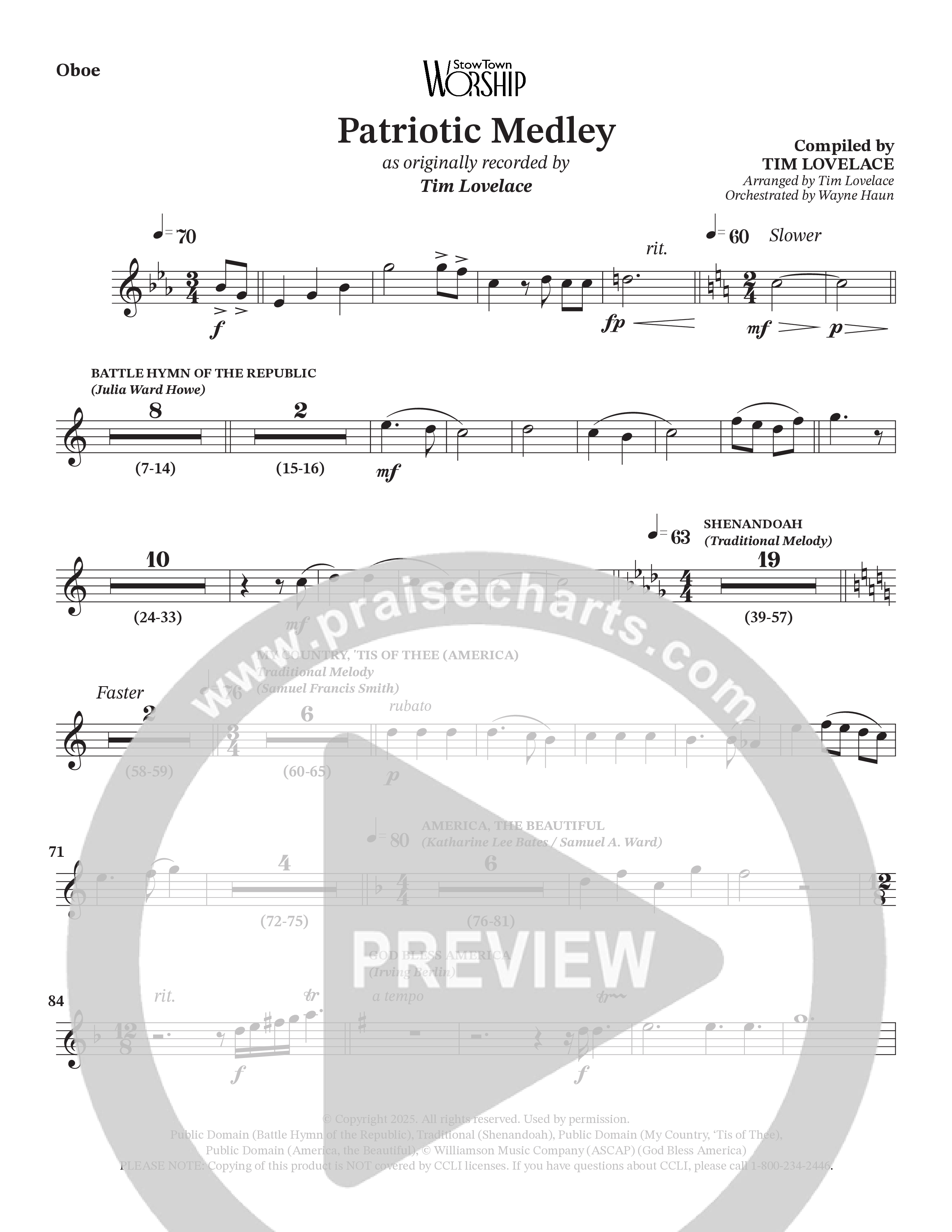 Celebration Of America Medley (Choral Anthem SATB) Wind Pack (Tim Lovelace / Uriel Vega / Orch. Wayne Haun)