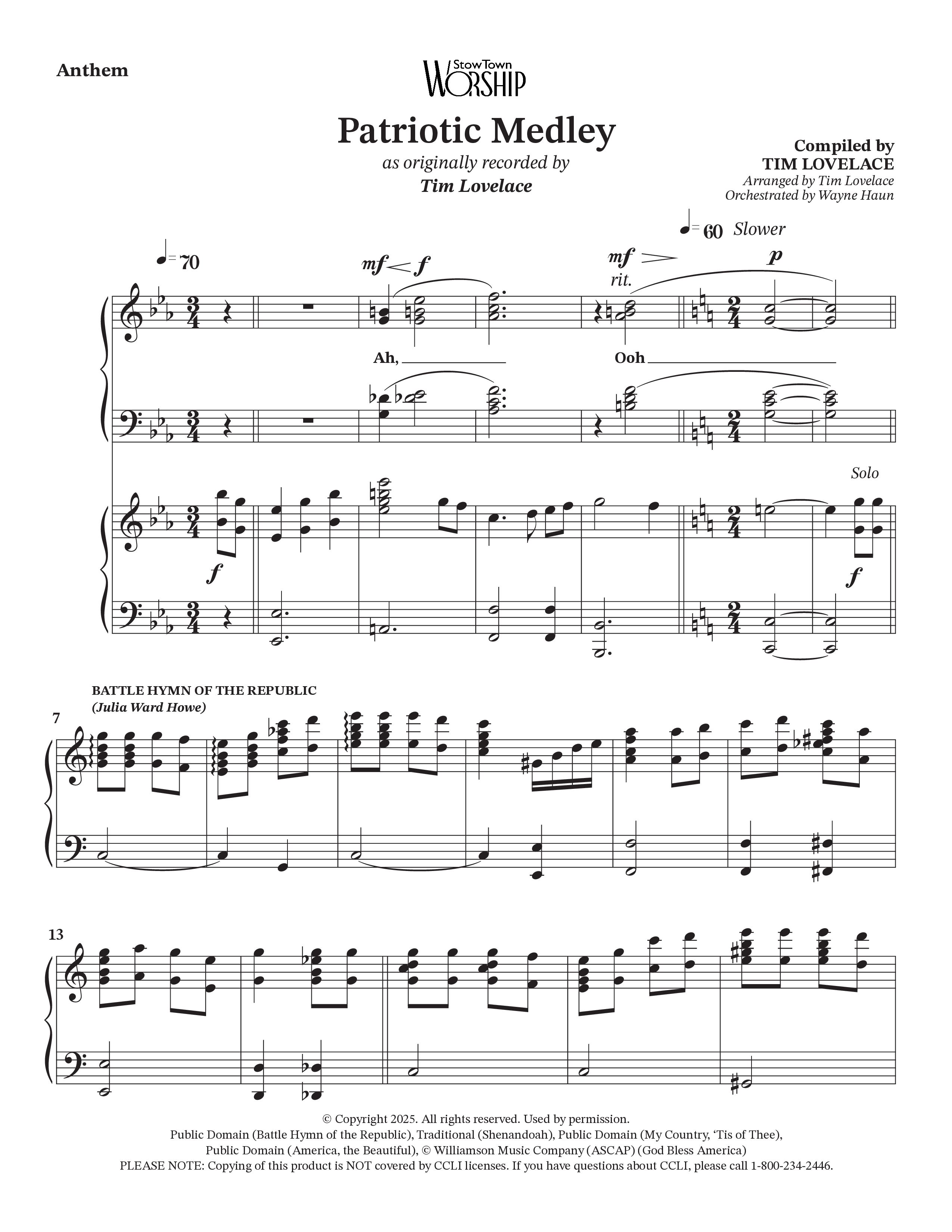 Celebration Of America Medley (Choral Anthem SATB) Piano/Vocal Pack (Tim Lovelace / Uriel Vega / Orch. Wayne Haun)
