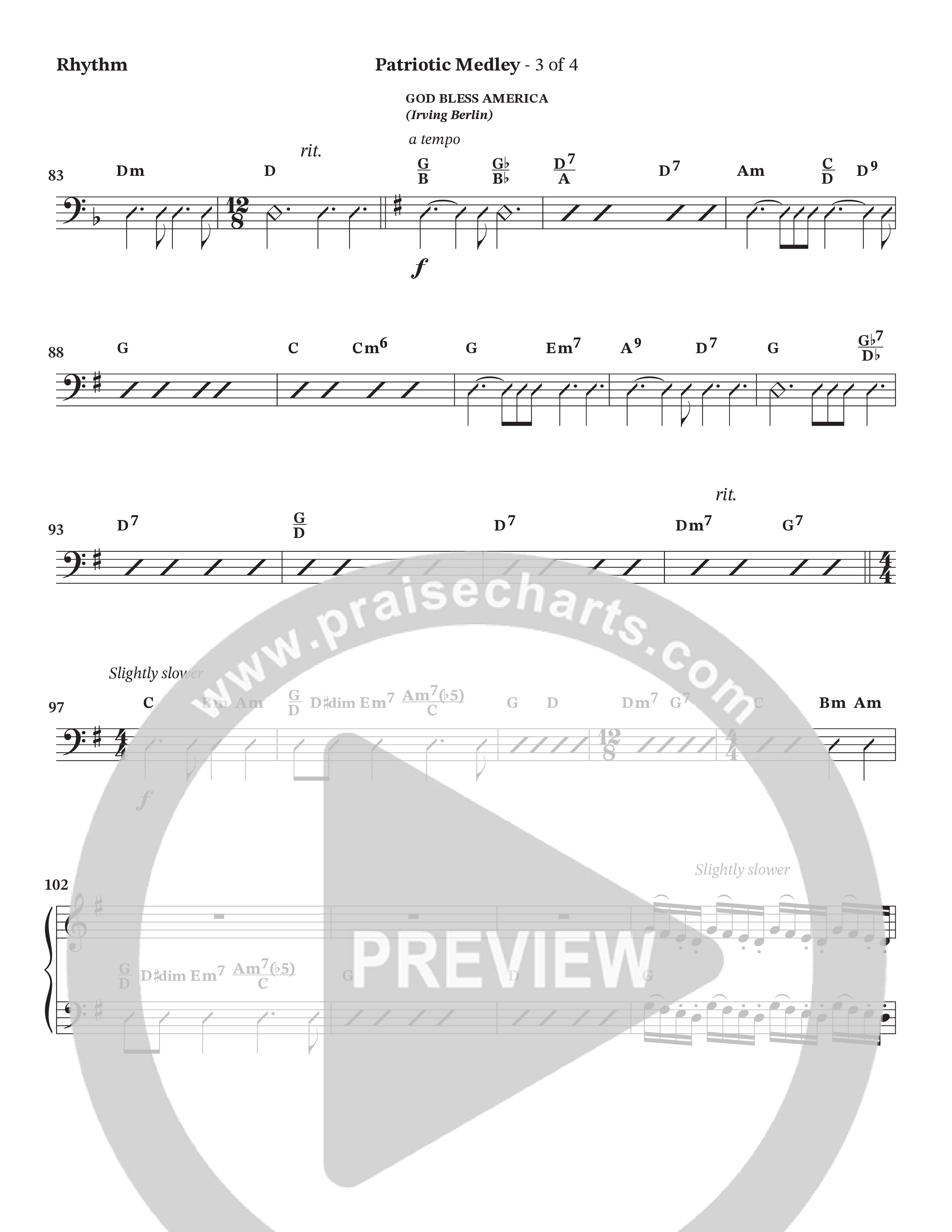 Celebration Of America Medley (Choral Anthem SATB) Rhythm Chart (Tim Lovelace / Uriel Vega / Orch. Wayne Haun)