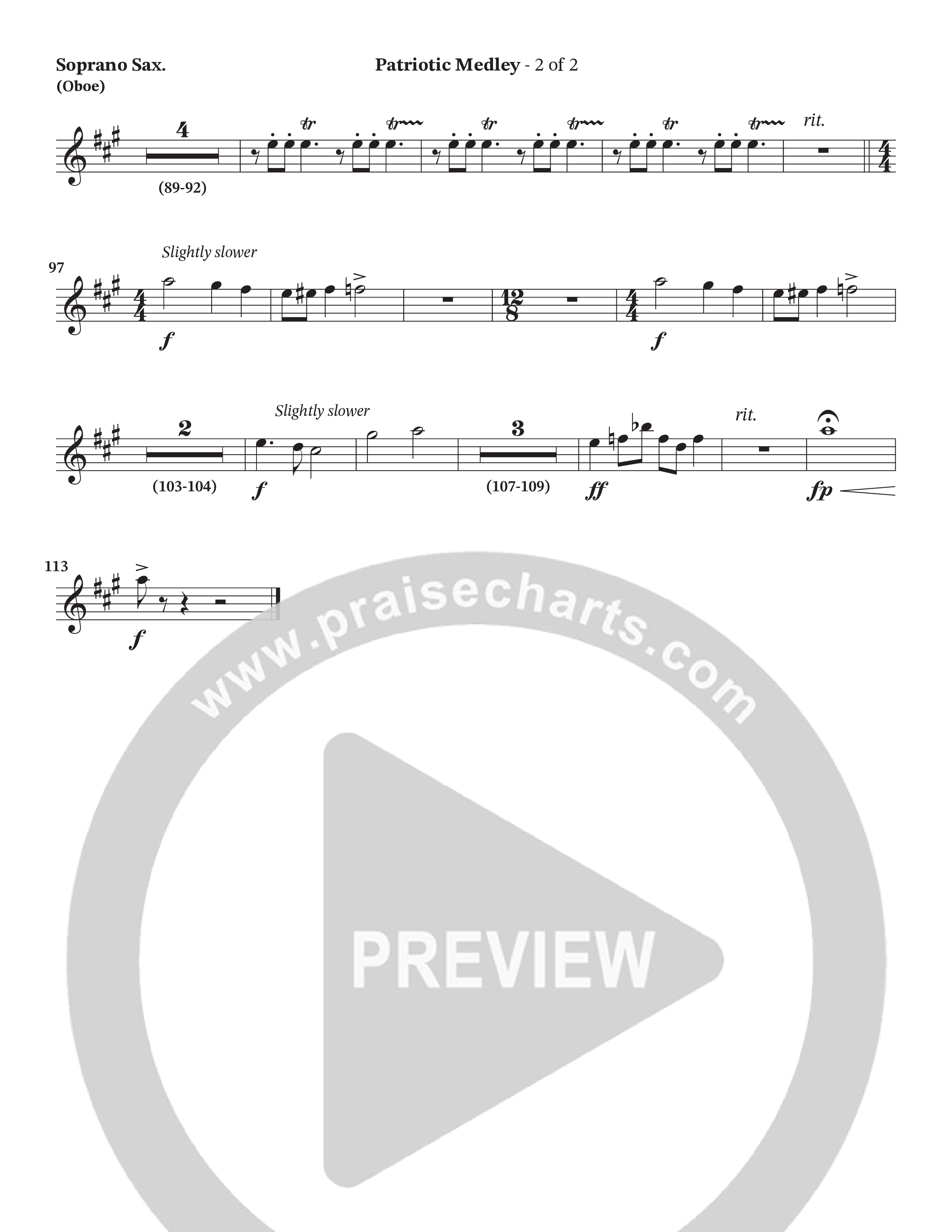 Celebration Of America Medley (Choral Anthem SATB) Soprano Sax (Tim Lovelace / Uriel Vega / Orch. Wayne Haun)