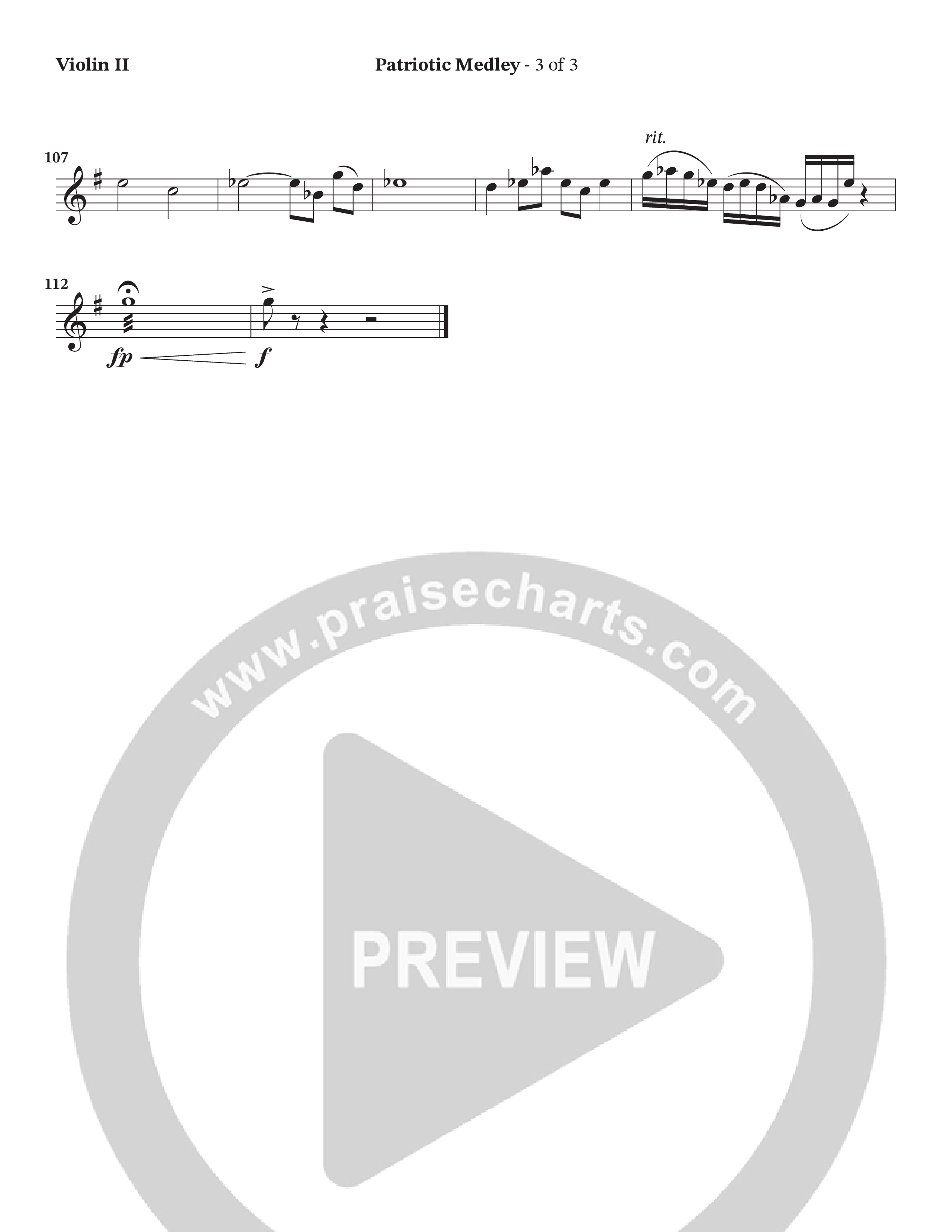 Celebration Of America Medley (Choral Anthem SATB) Violin 2 (Tim Lovelace / Uriel Vega / Orch. Wayne Haun)