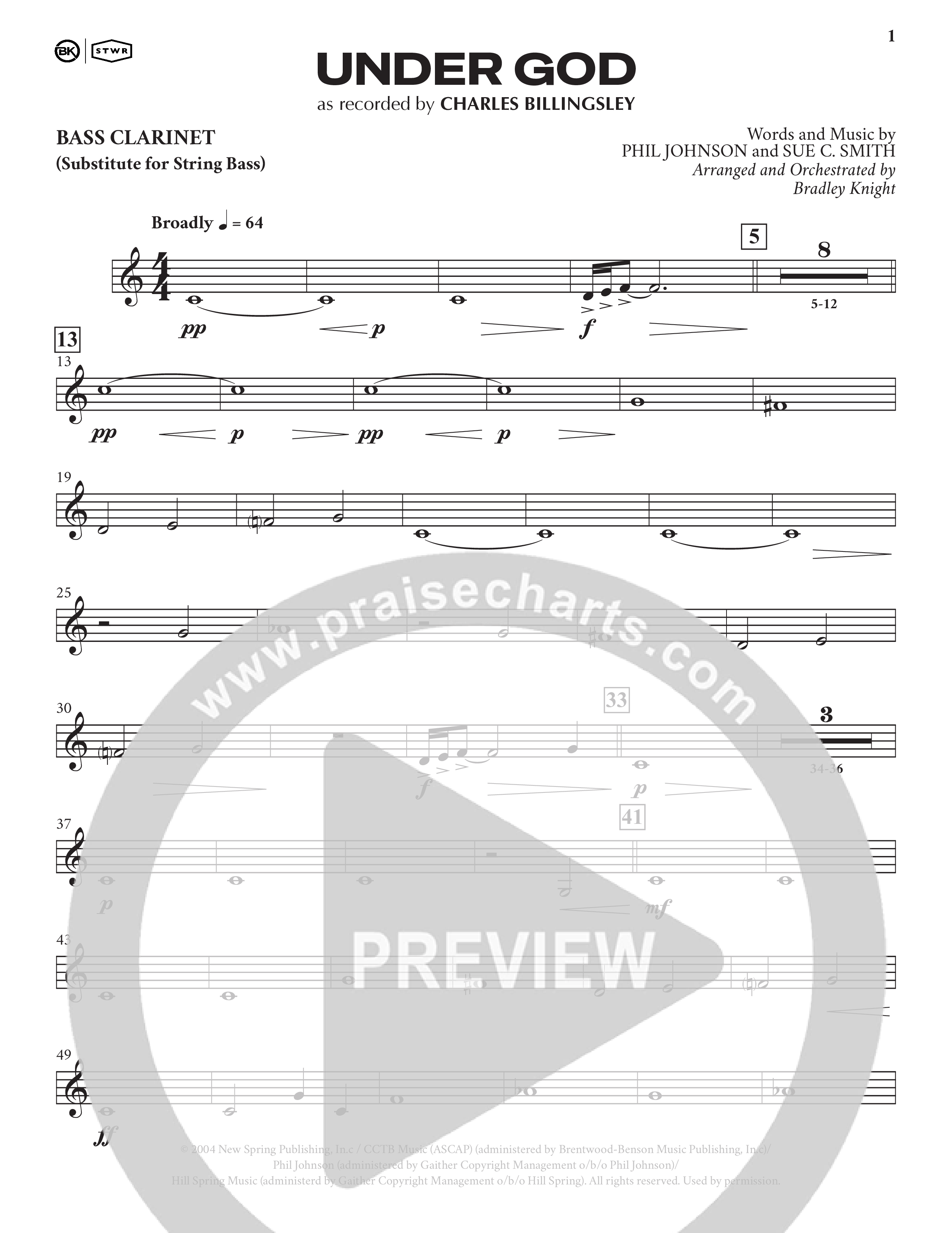 Under God (Choral Anthem SATB) Bass Clarinet (Charles Billingsley / Arr. Bradley Knight)
