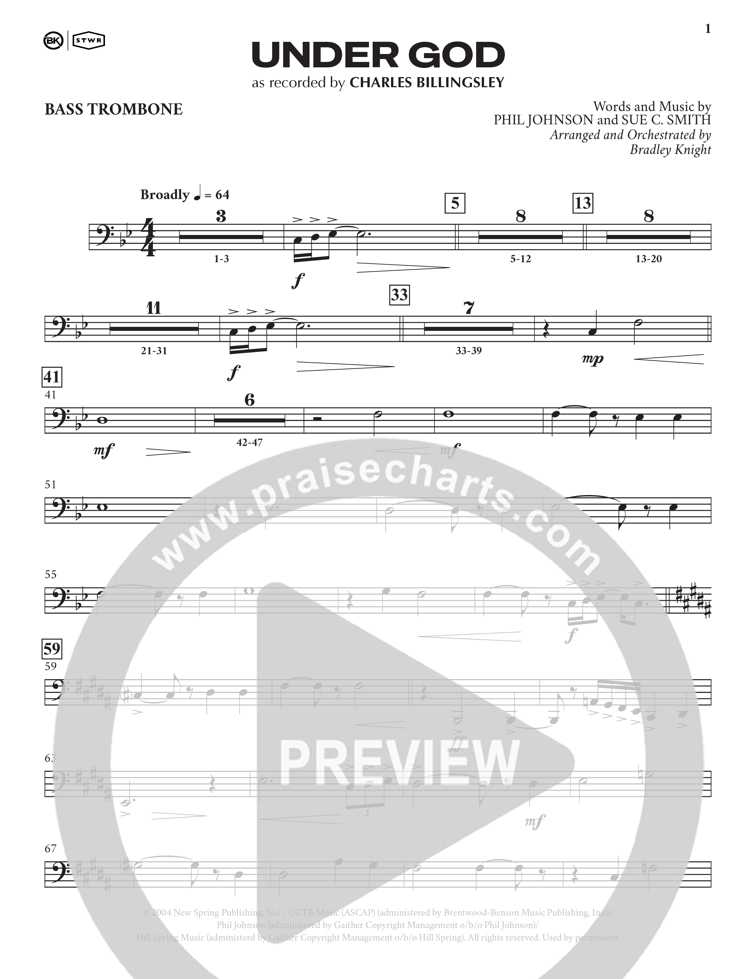 Under God (Choral Anthem SATB) Bass Trombone (Charles Billingsley / Arr. Bradley Knight)