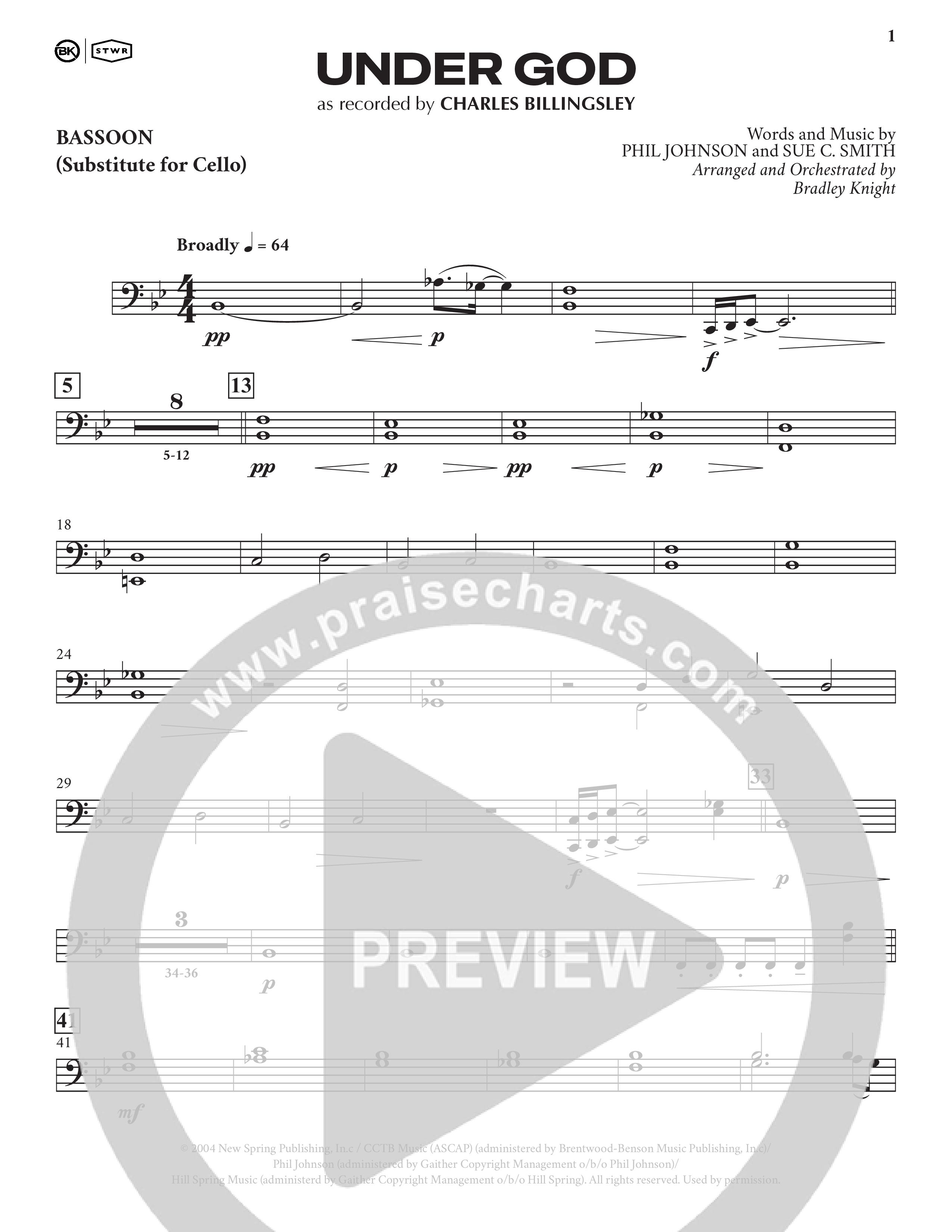 Under God (Choral Anthem SATB) Bassoon (Charles Billingsley / Arr. Bradley Knight)