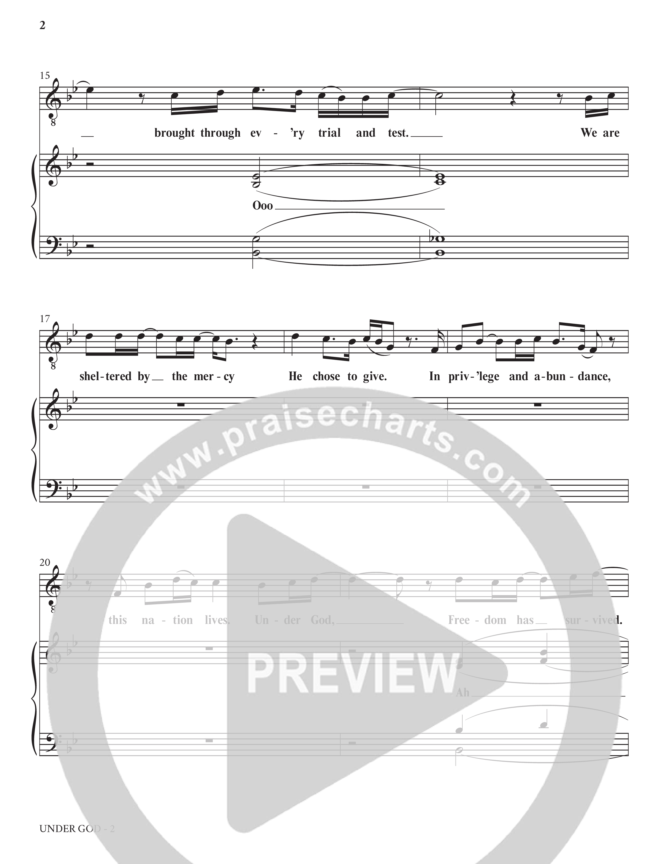 Under God (Choral Anthem SATB) Choir Sheet (Charles Billingsley / Arr. Bradley Knight)