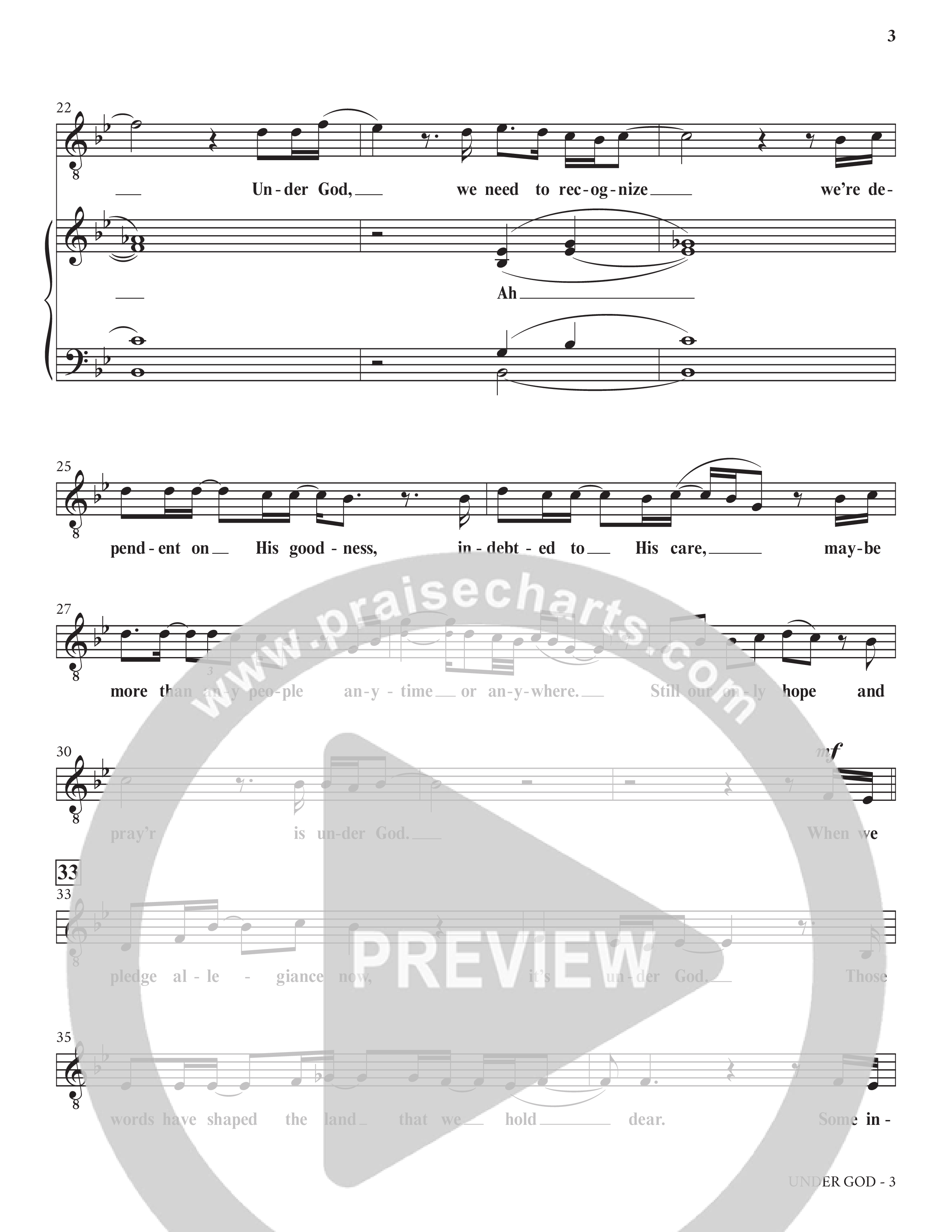 Under God (Choral Anthem SATB) Choir Sheet (Charles Billingsley / Arr. Bradley Knight)