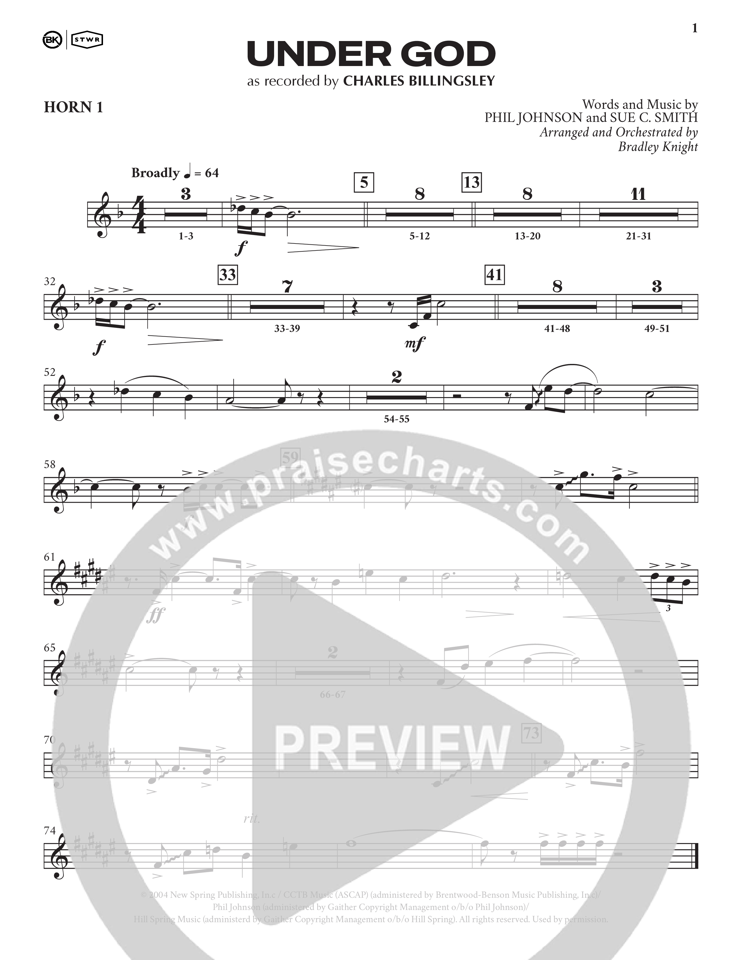 Under God (Choral Anthem SATB) Brass Pack (Charles Billingsley / Arr. Bradley Knight)