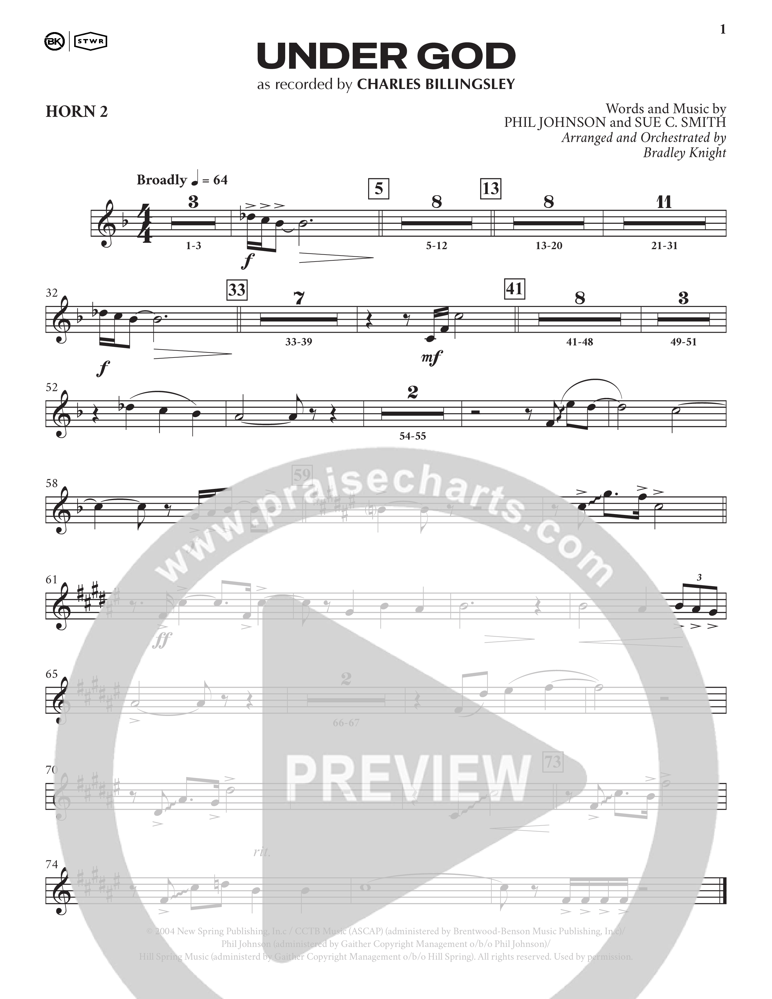 Under God (Choral Anthem SATB) Brass Pack (Charles Billingsley / Arr. Bradley Knight)