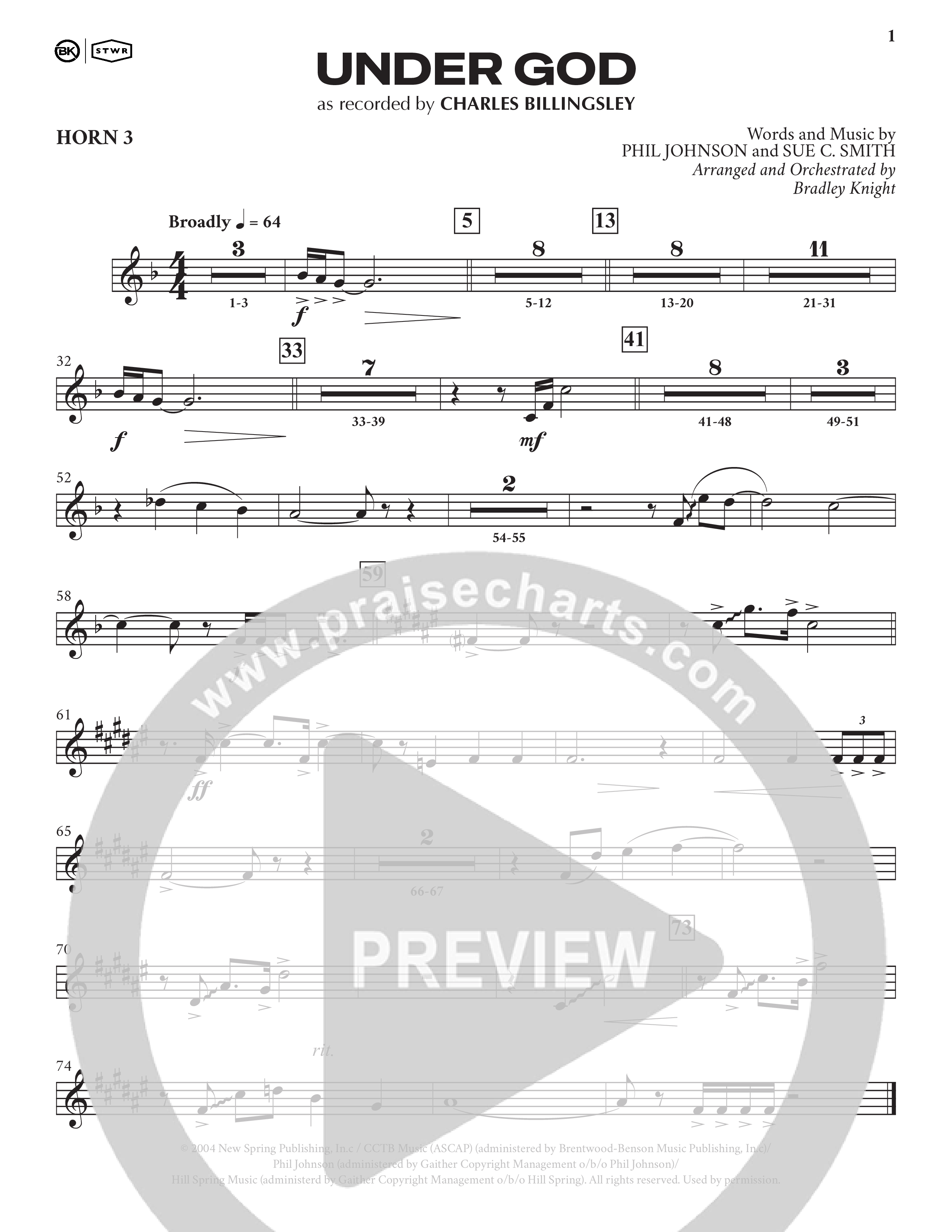Under God (Choral Anthem SATB) Brass Pack (Charles Billingsley / Arr. Bradley Knight)
