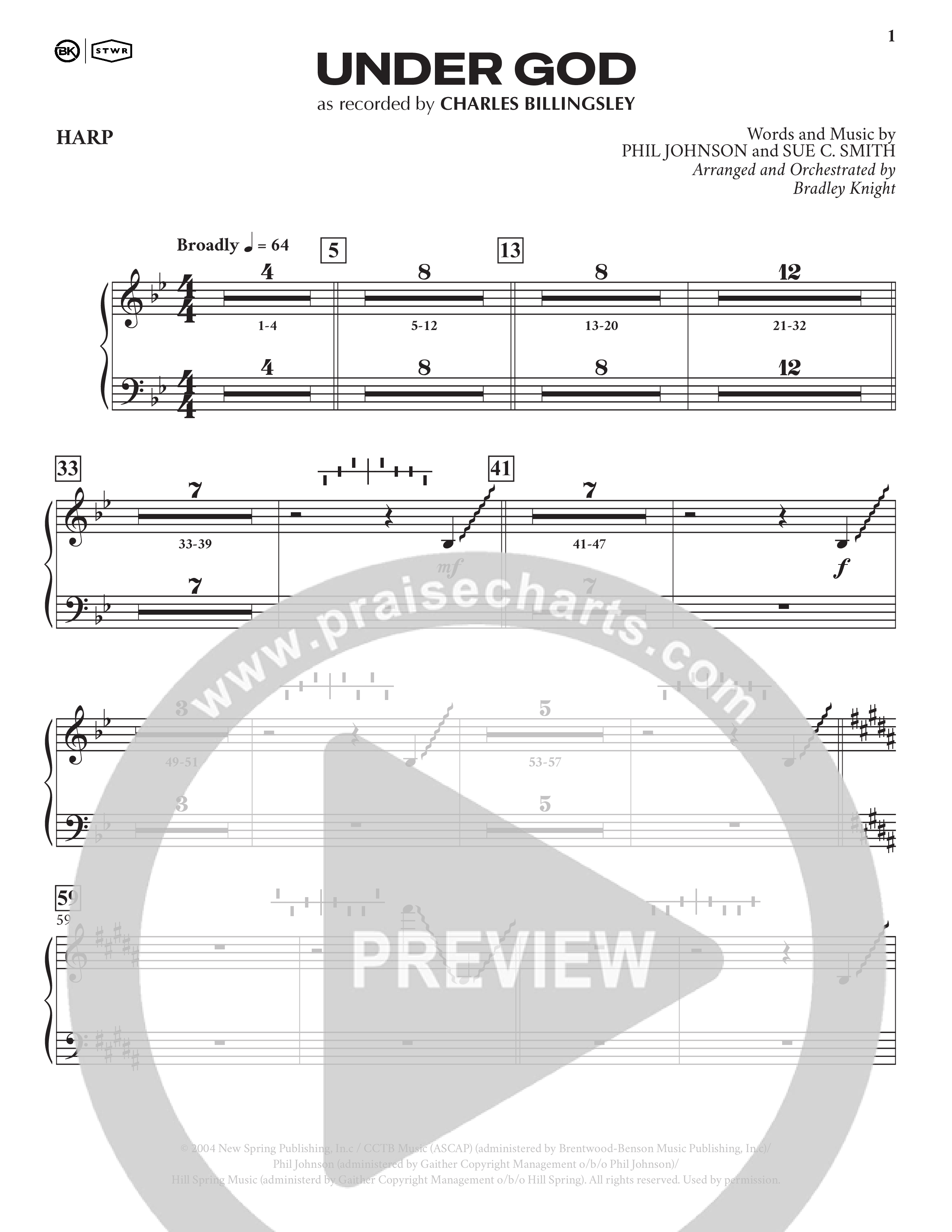 Under God (Choral Anthem SATB) Harp (Charles Billingsley / Arr. Bradley Knight)