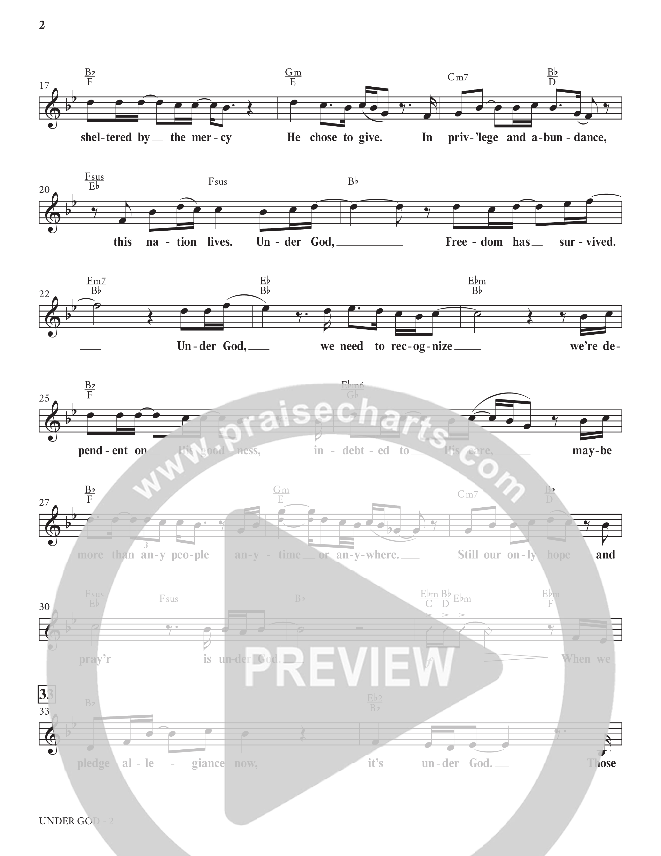 Under God (Choral Anthem SATB) Lead Sheet (SAT) (Charles Billingsley / Arr. Bradley Knight)