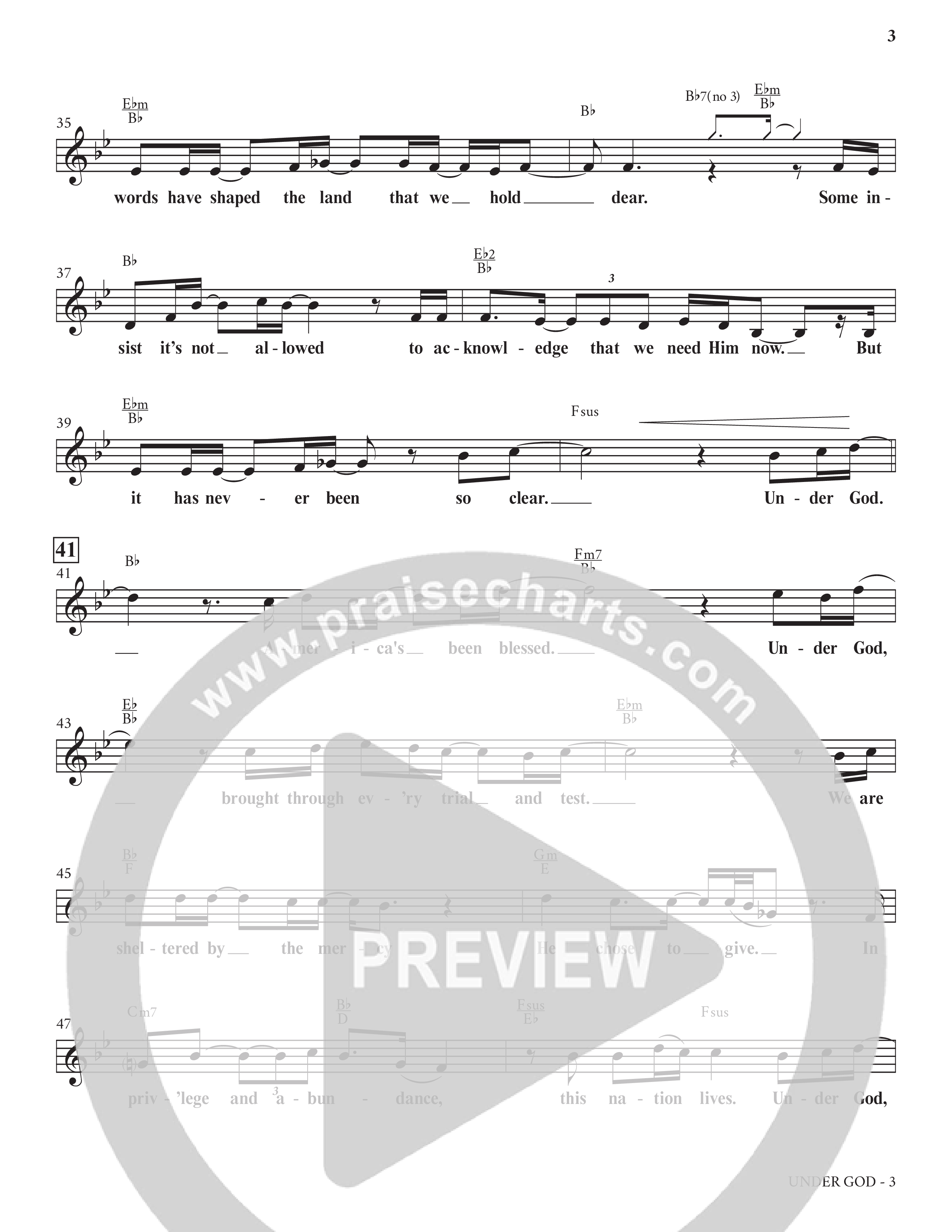 Under God (Choral Anthem SATB) Lead Sheet (SAT) (Charles Billingsley / Arr. Bradley Knight)