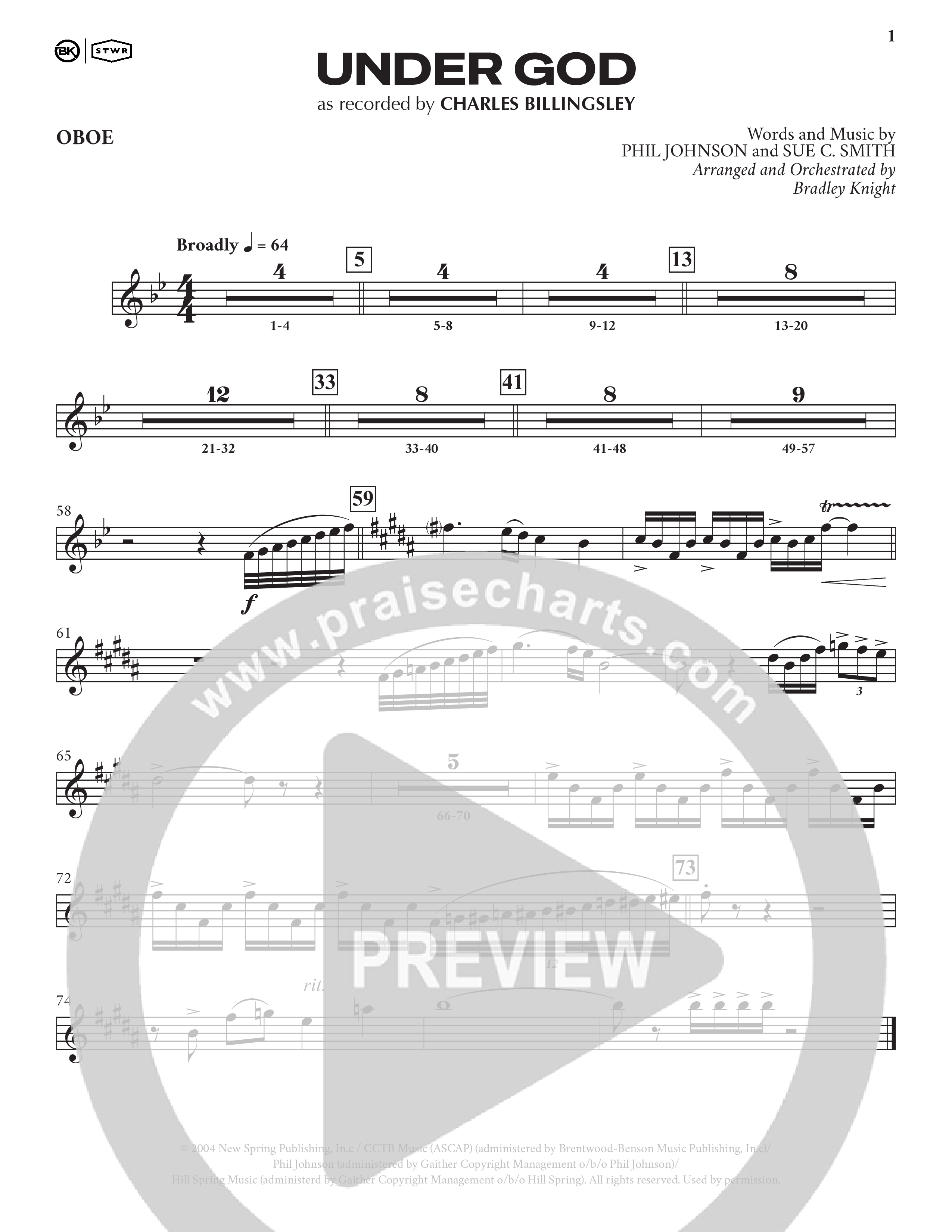 Under God (Choral Anthem SATB) Oboe (Charles Billingsley / Arr. Bradley Knight)