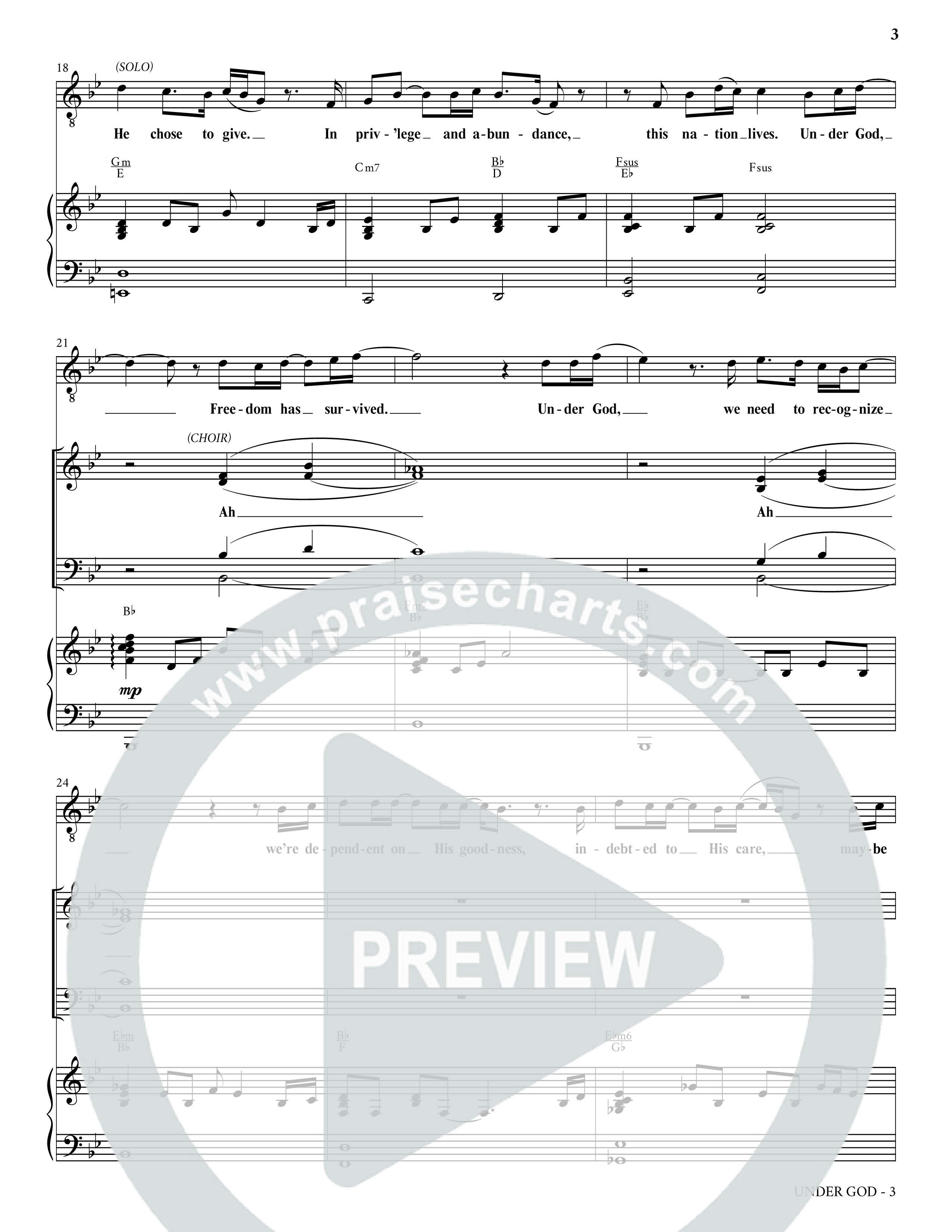 Under God (Choral Anthem SATB) Piano/Vocal (SATB) (Charles Billingsley / Arr. Bradley Knight)
