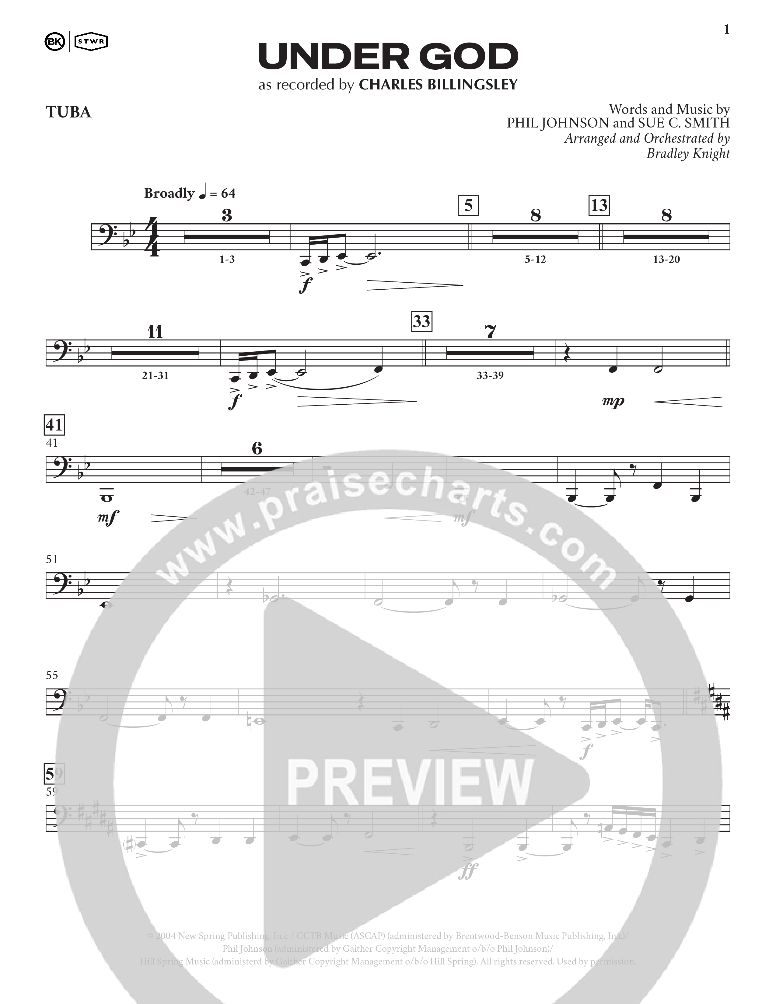 Under God (Choral Anthem SATB) Tuba (Charles Billingsley / Arr. Bradley Knight)