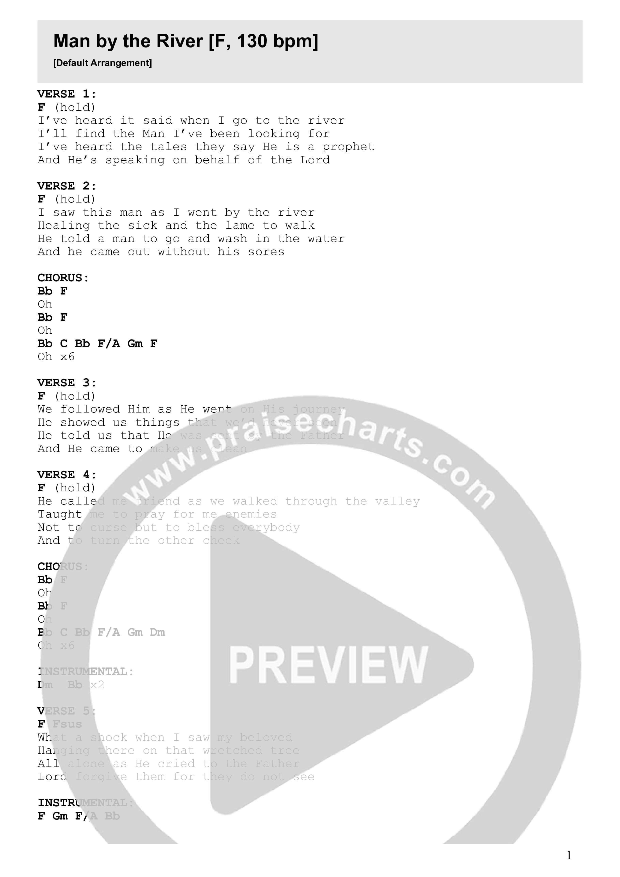Man By The River Chord Chart (Kingdom Culture Worship)