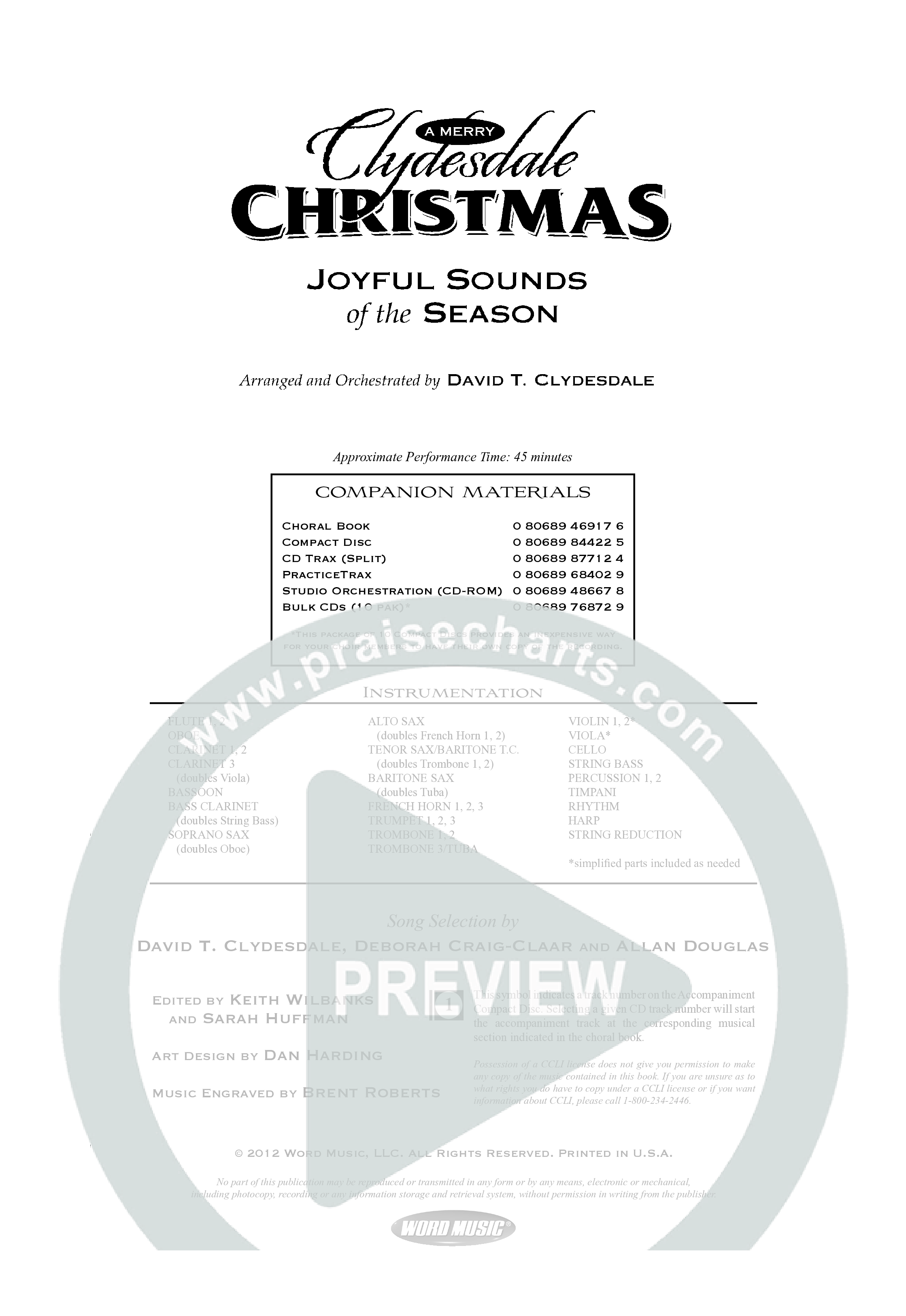 A Merry Clydesdale Christmas (12 Song Choral Collection) Choral Book (Arr. David Clydesdale)