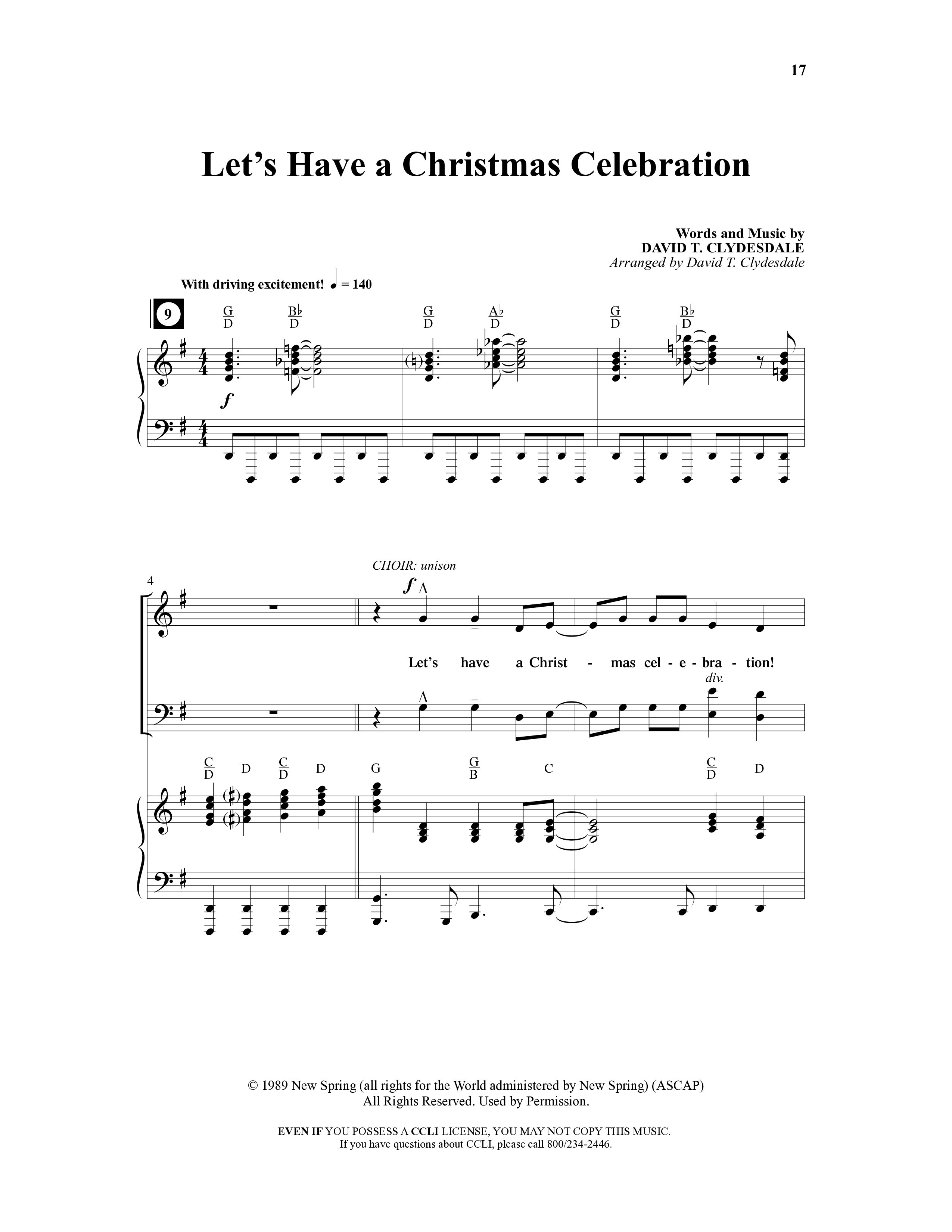 A Merry Clydesdale Christmas (12 Song Choral Collection) Song 8 (Piano SATB) (Arr. David Clydesdale)