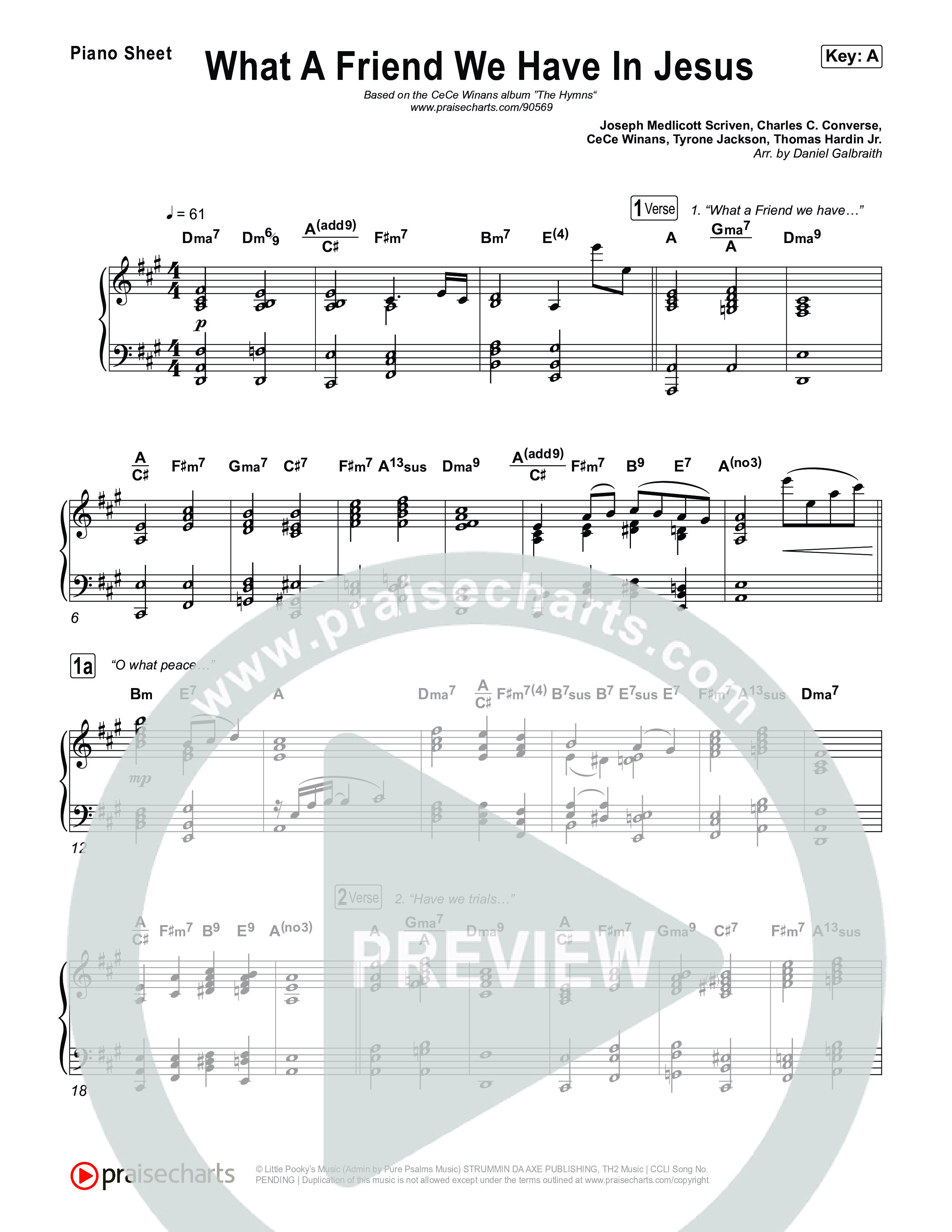 What A Friend We Have In Jesus Piano Sheet (CeCe Winans)