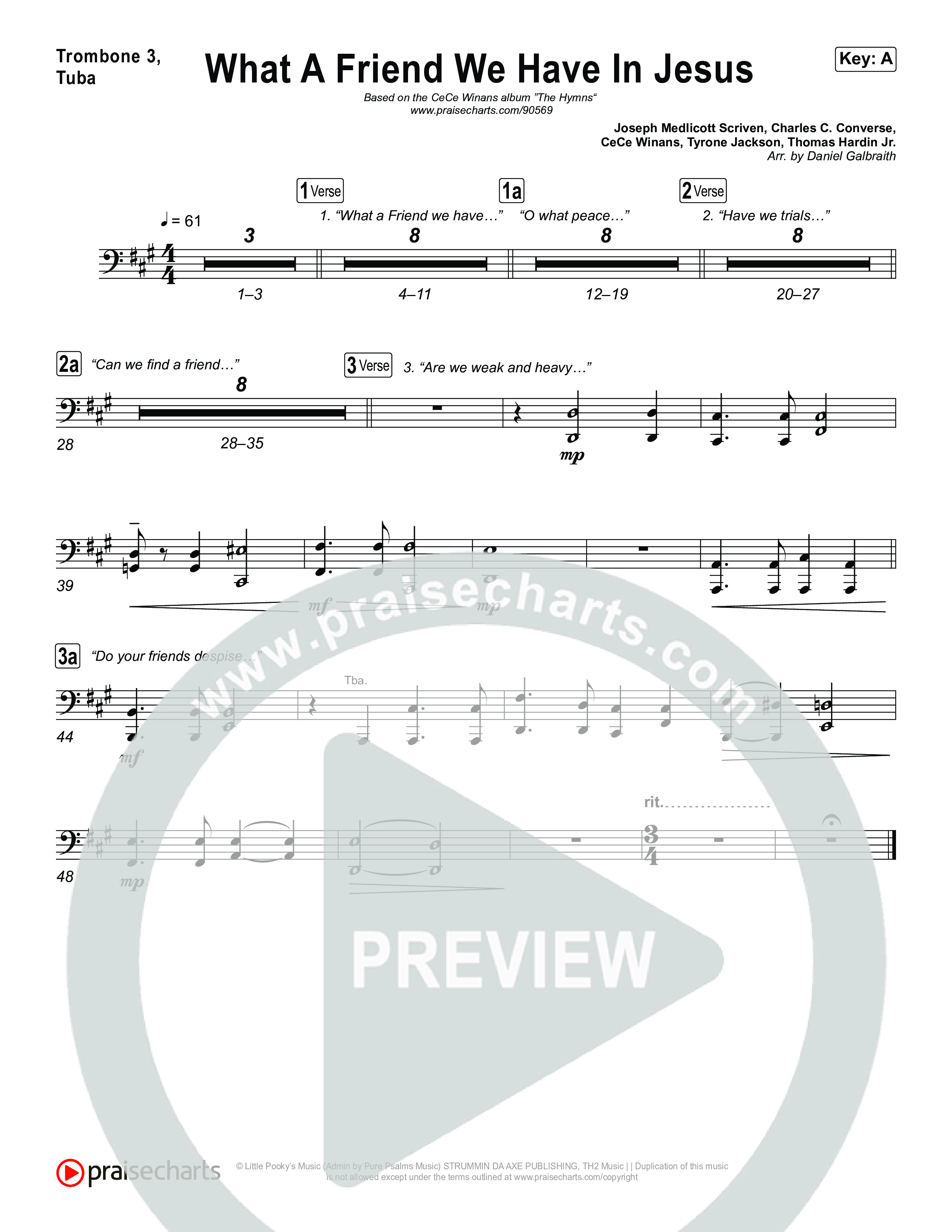 What A Friend We Have In Jesus Trombone 3/Tuba (CeCe Winans)