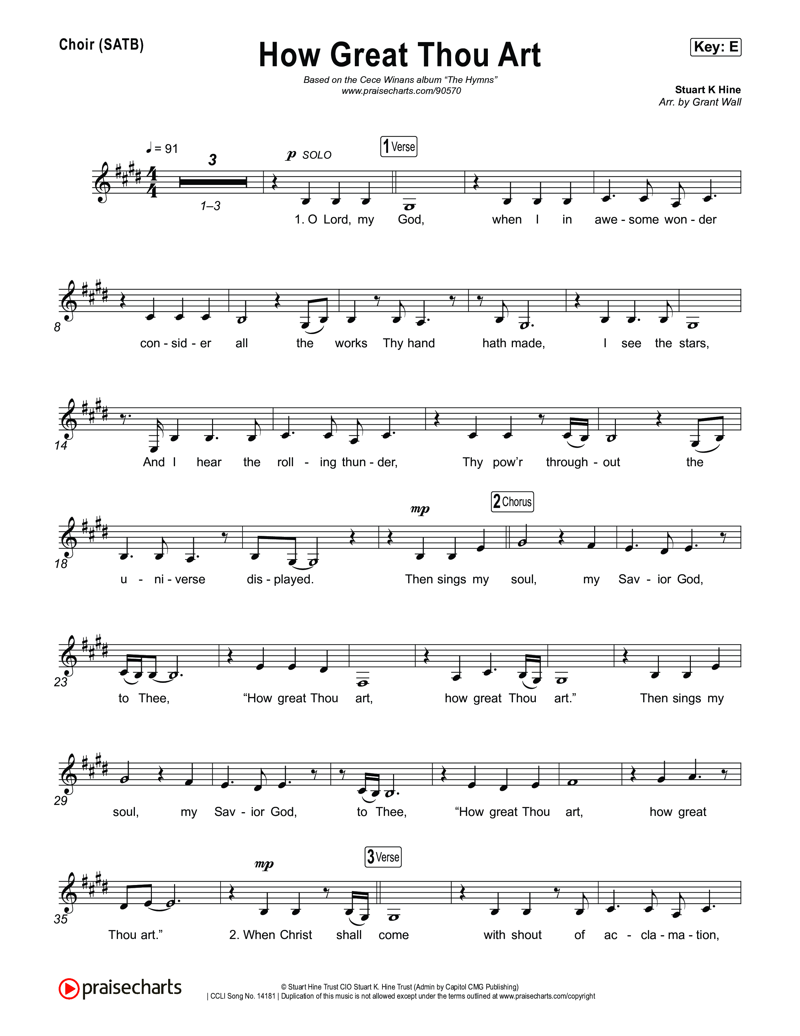 How Great Thou Art Choir Sheet (SATB) (CeCe Winans)
