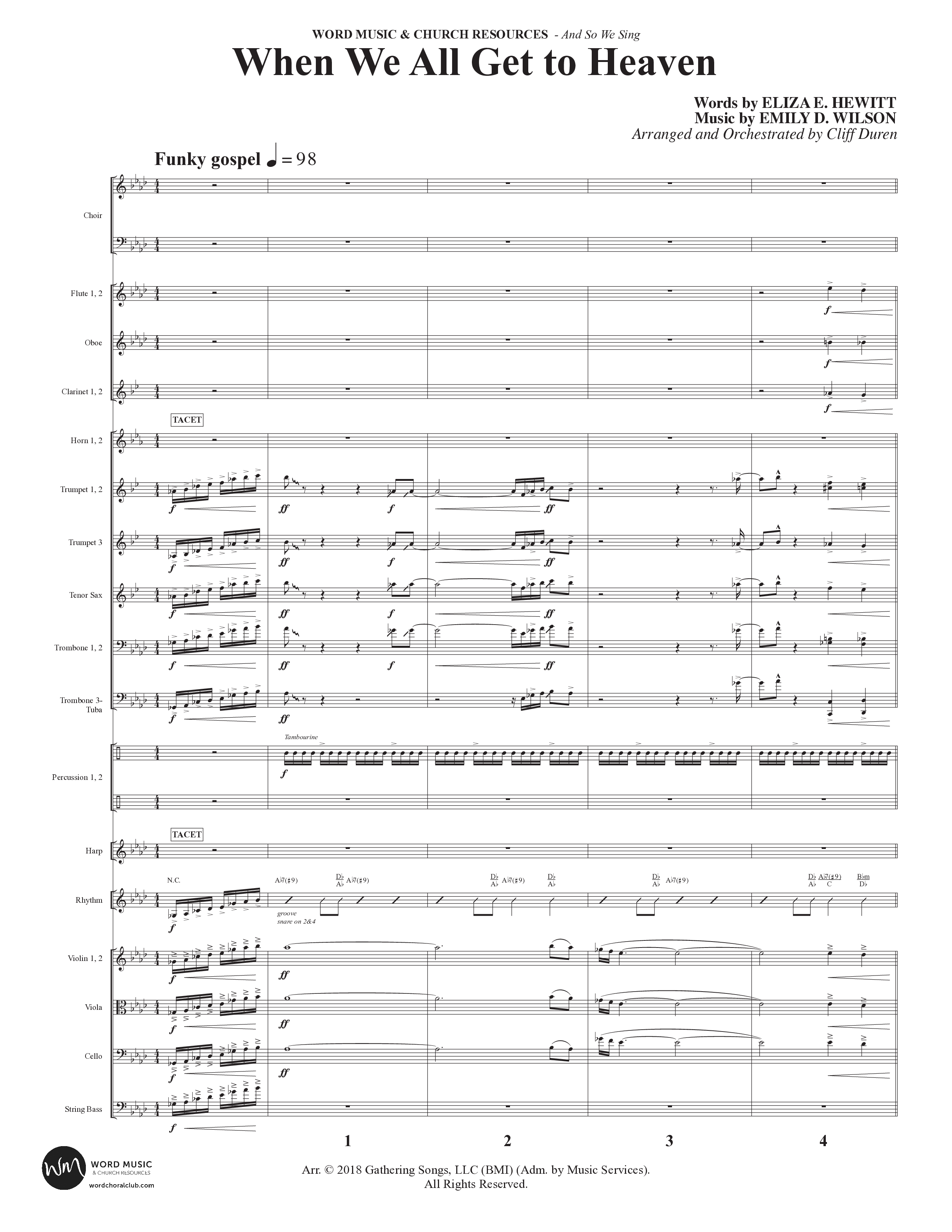 And So We Sing (11 Song Choral Collection) Song 11 (Orchestration) (Arr. Cliff Duren)