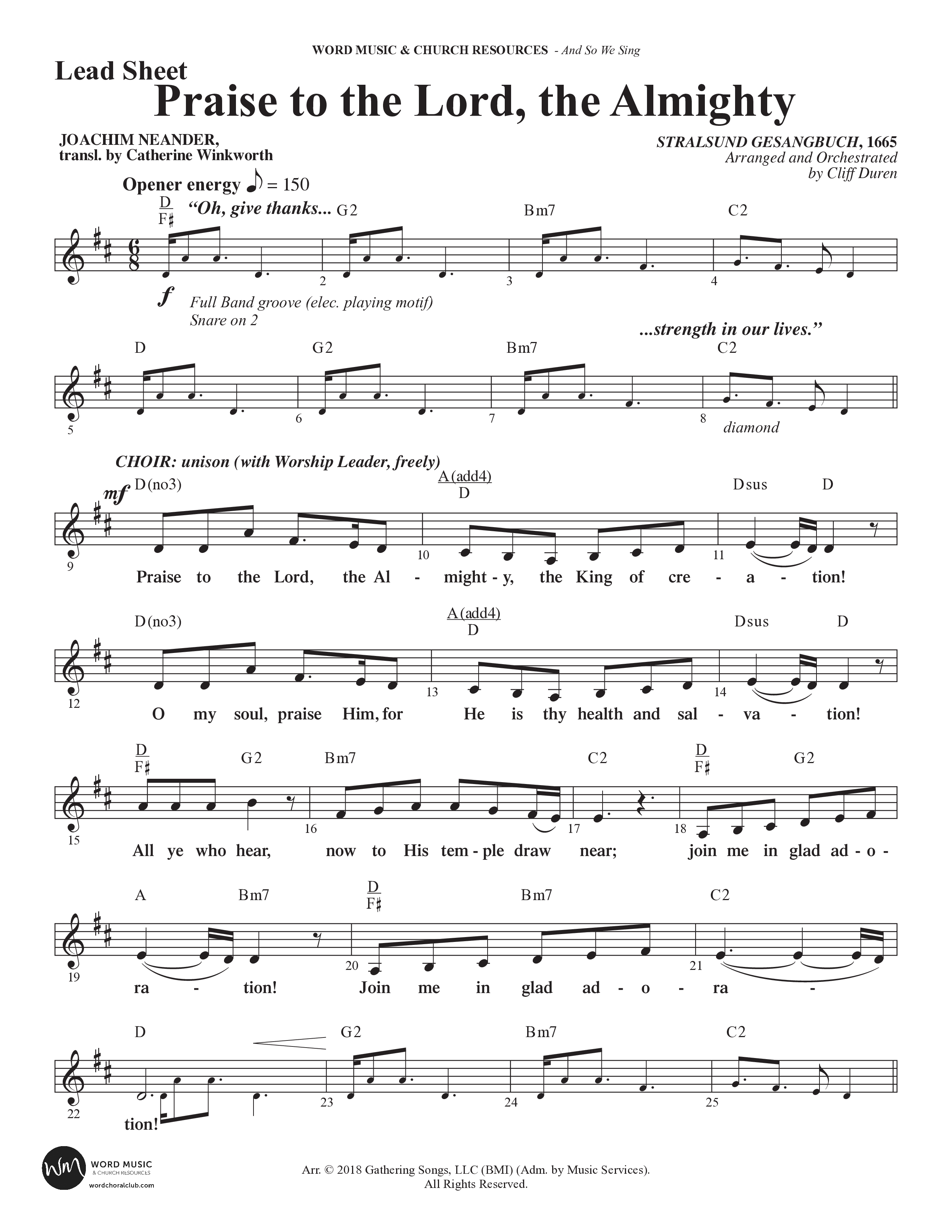 And So We Sing (11 Song Choral Collection) Lead & Chords Collection (Arr. Cliff Duren)