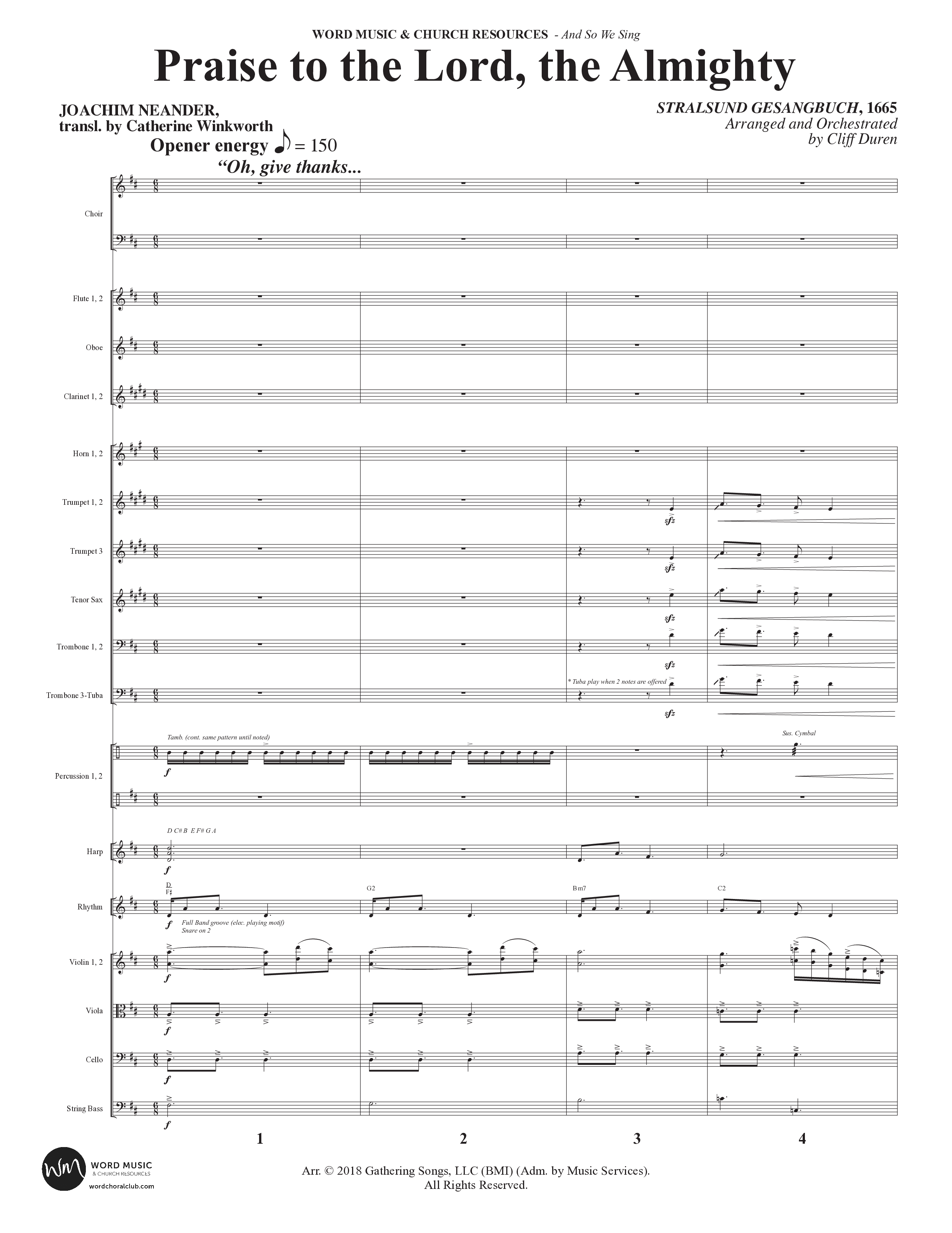 And So We Sing (11 Song Choral Collection) Orchestrations (SATB) (Arr. Cliff Duren)