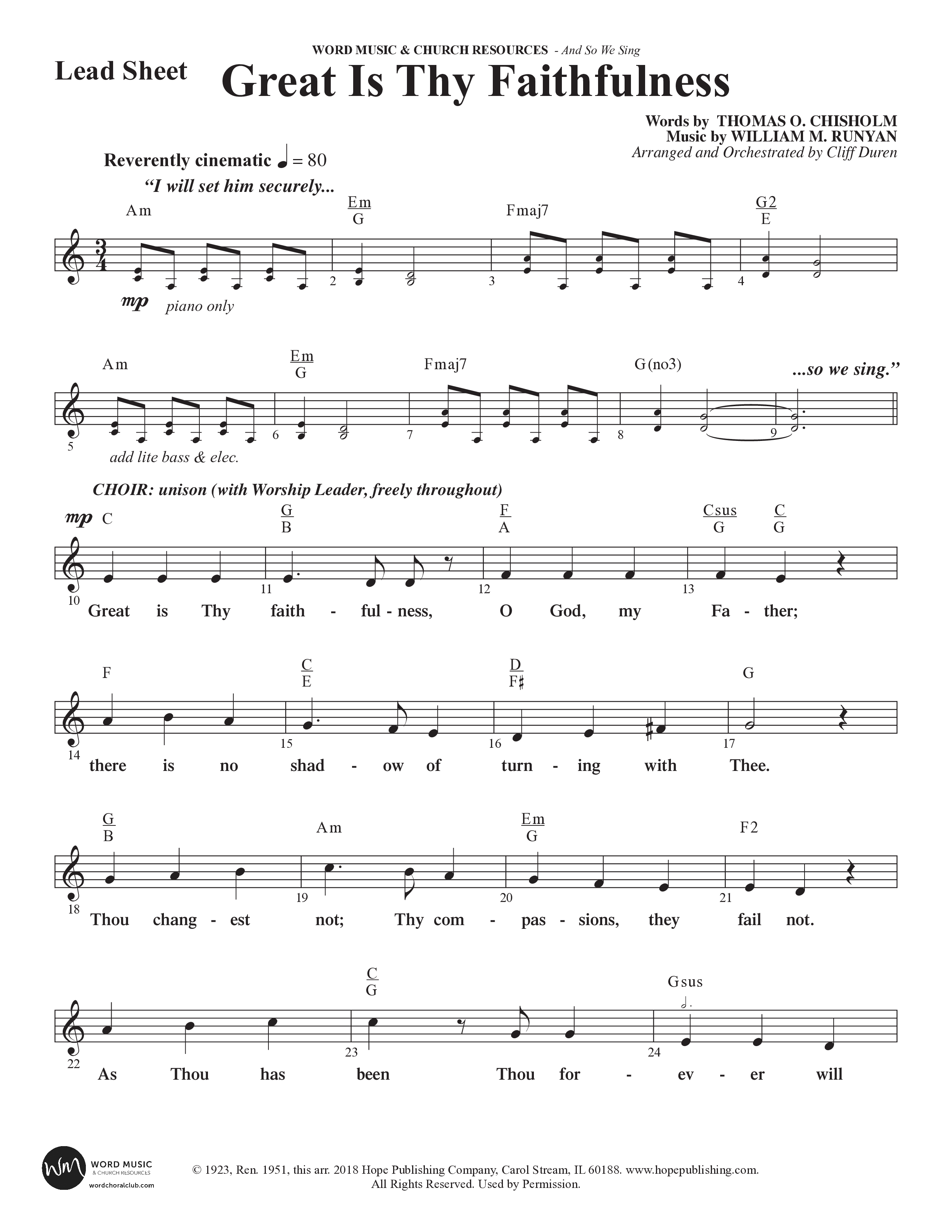 And So We Sing (11 Song Choral Collection) Song 3 (Lead & Chords) (Arr. Cliff Duren)