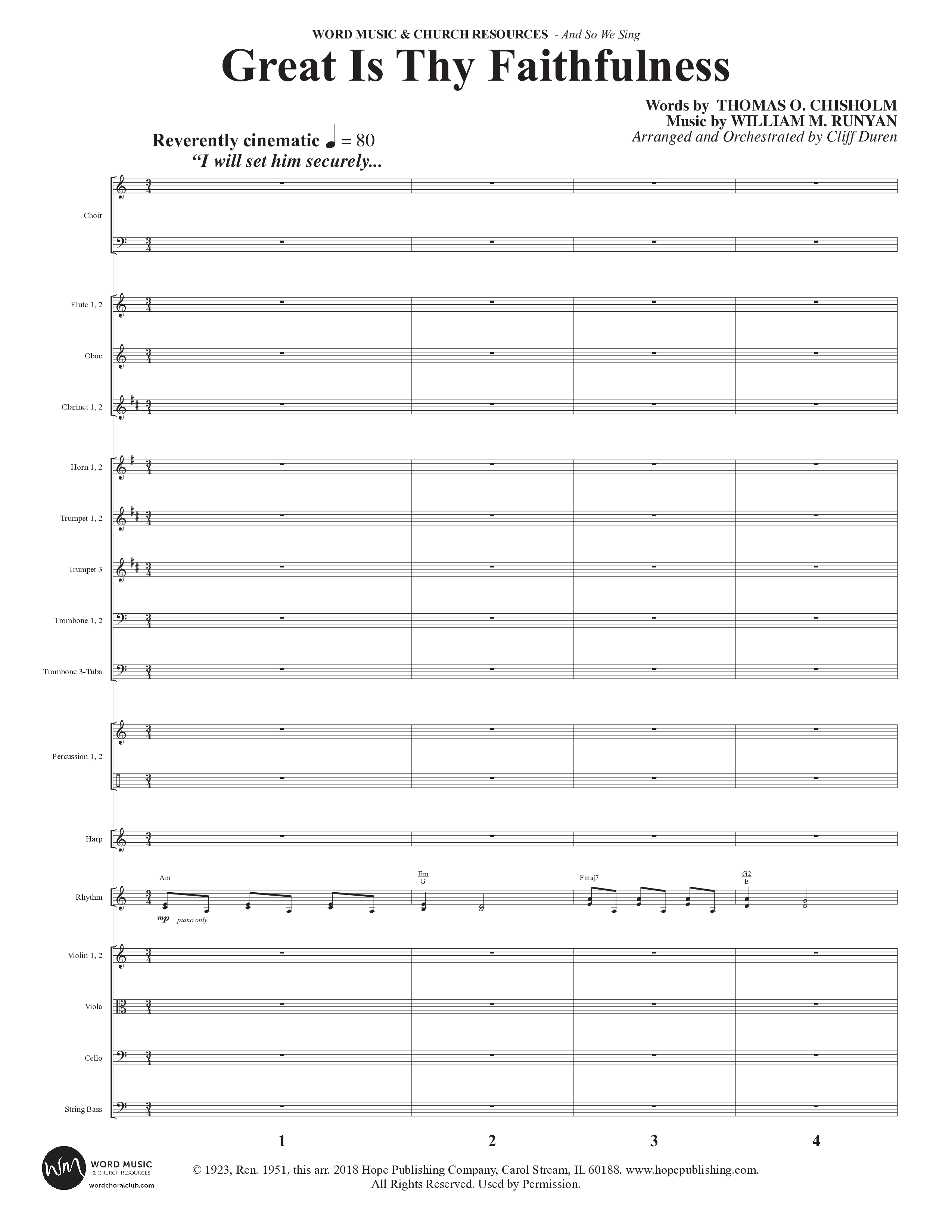 And So We Sing (11 Song Choral Collection) Song 3 (Orchestration) (Arr. Cliff Duren)