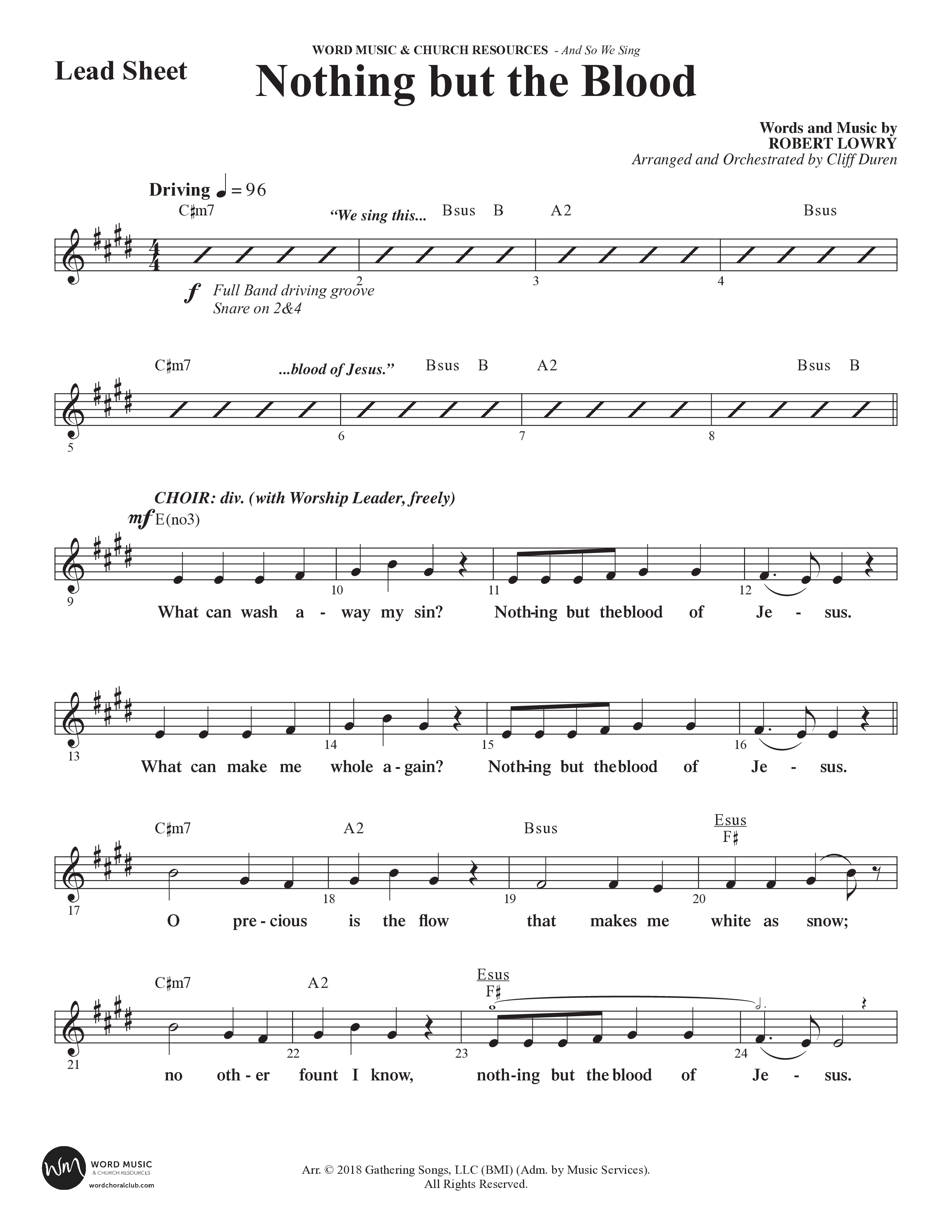 And So We Sing (11 Song Choral Collection) Song 5 (Lead & Chords) (Arr. Cliff Duren)