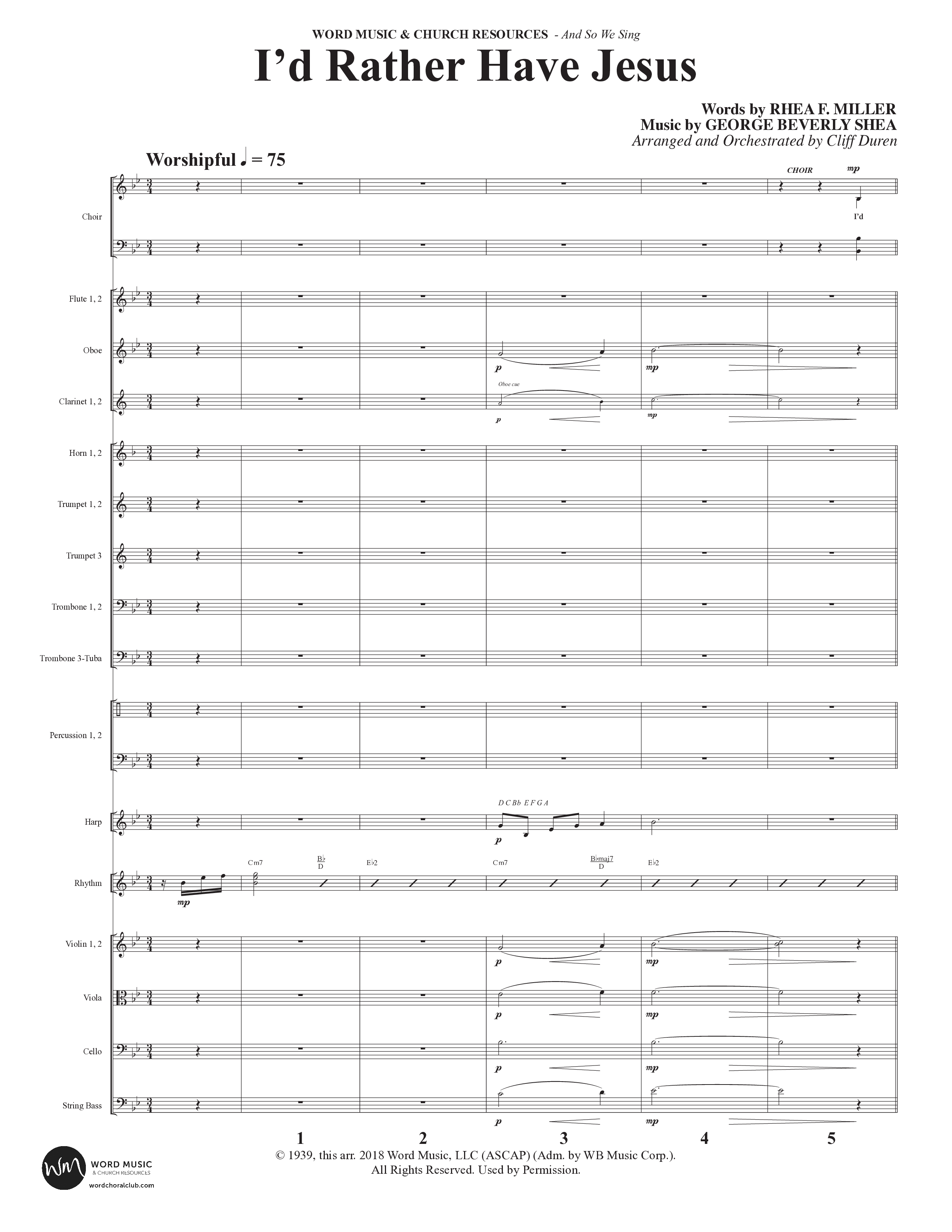 And So We Sing (11 Song Choral Collection) Song 7 (Orchestration) (Arr. Cliff Duren)
