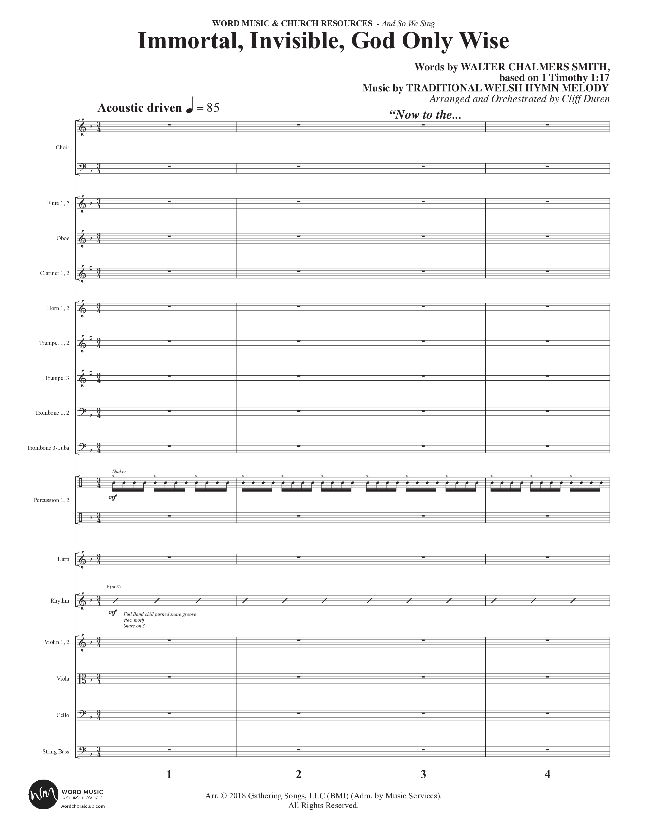 And So We Sing (11 Song Choral Collection) Song 8 (Orchestration) (Arr. Cliff Duren)