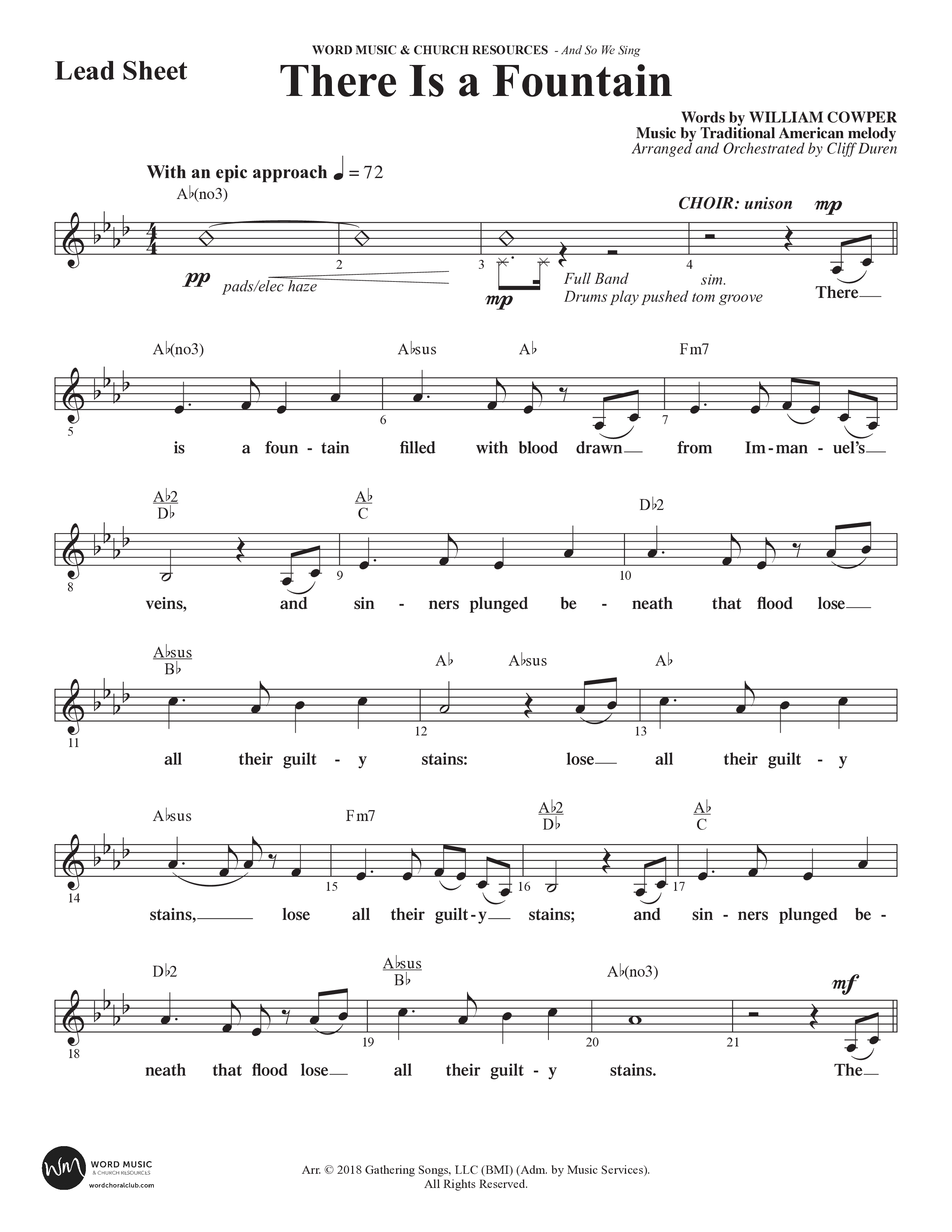 And So We Sing (11 Song Choral Collection) Song 9 (Lead & Chords) (Arr. Cliff Duren)