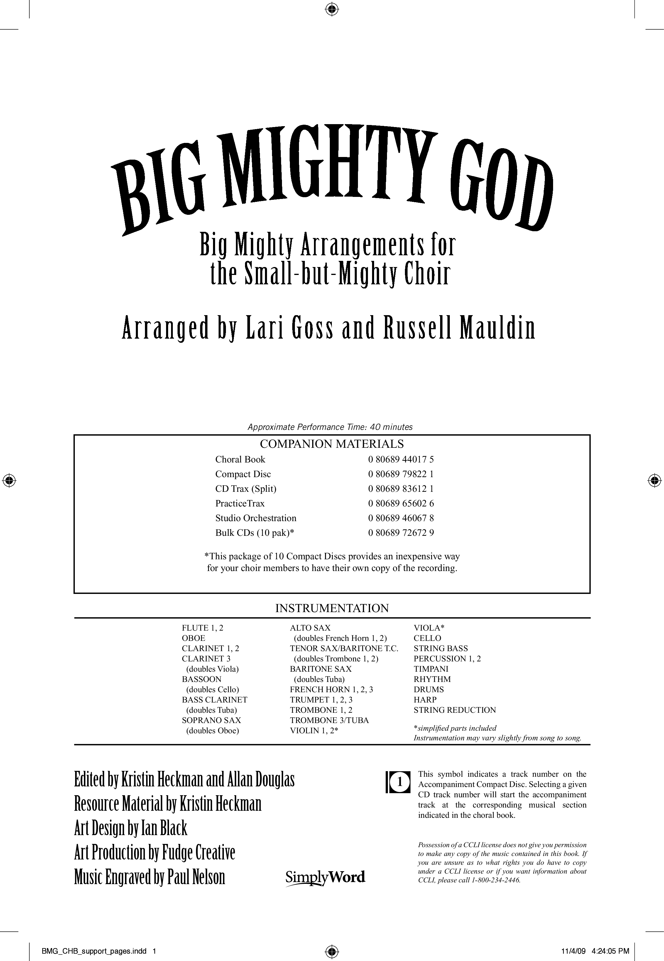 Big Mighty God (10 Song Choral Collection) Song 11 (Piano SATB) (Arr. Lari Goss / Arr. Russell Mauldin)