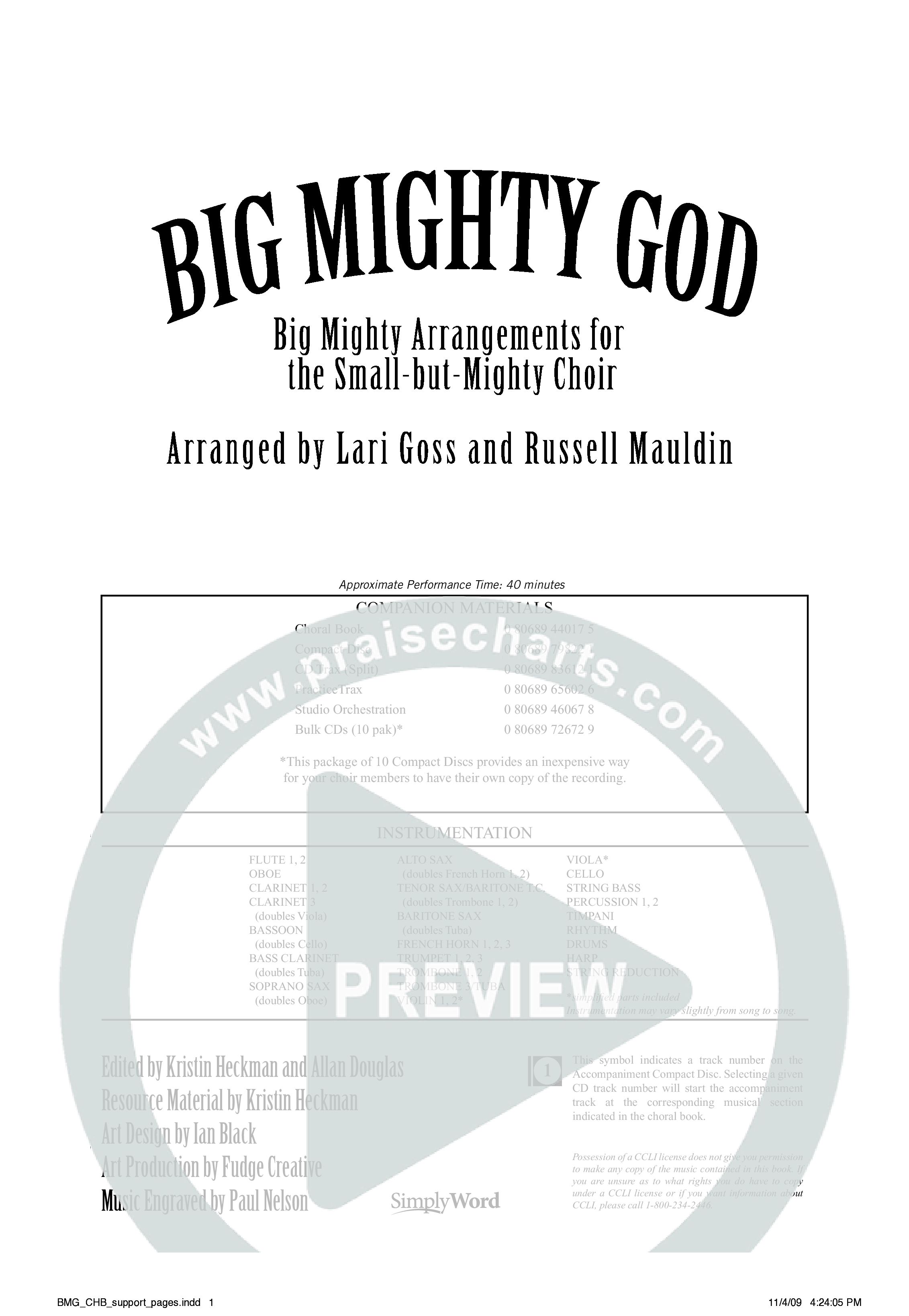 Big Mighty God (10 Song Choral Collection) Choral Book (Arr. Lari Goss / Arr. Russell Mauldin)