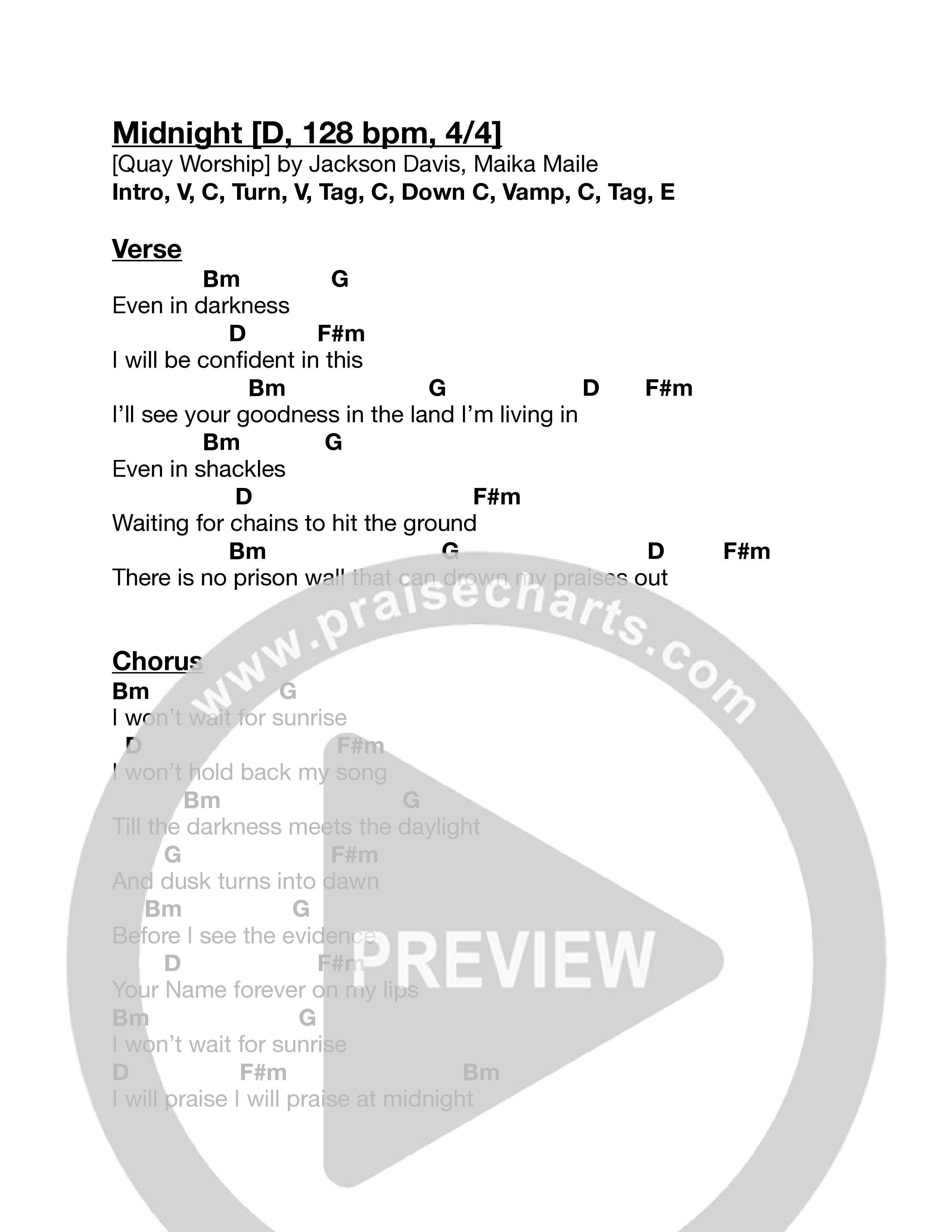 Midnight Chord Chart (Quay Worship)
