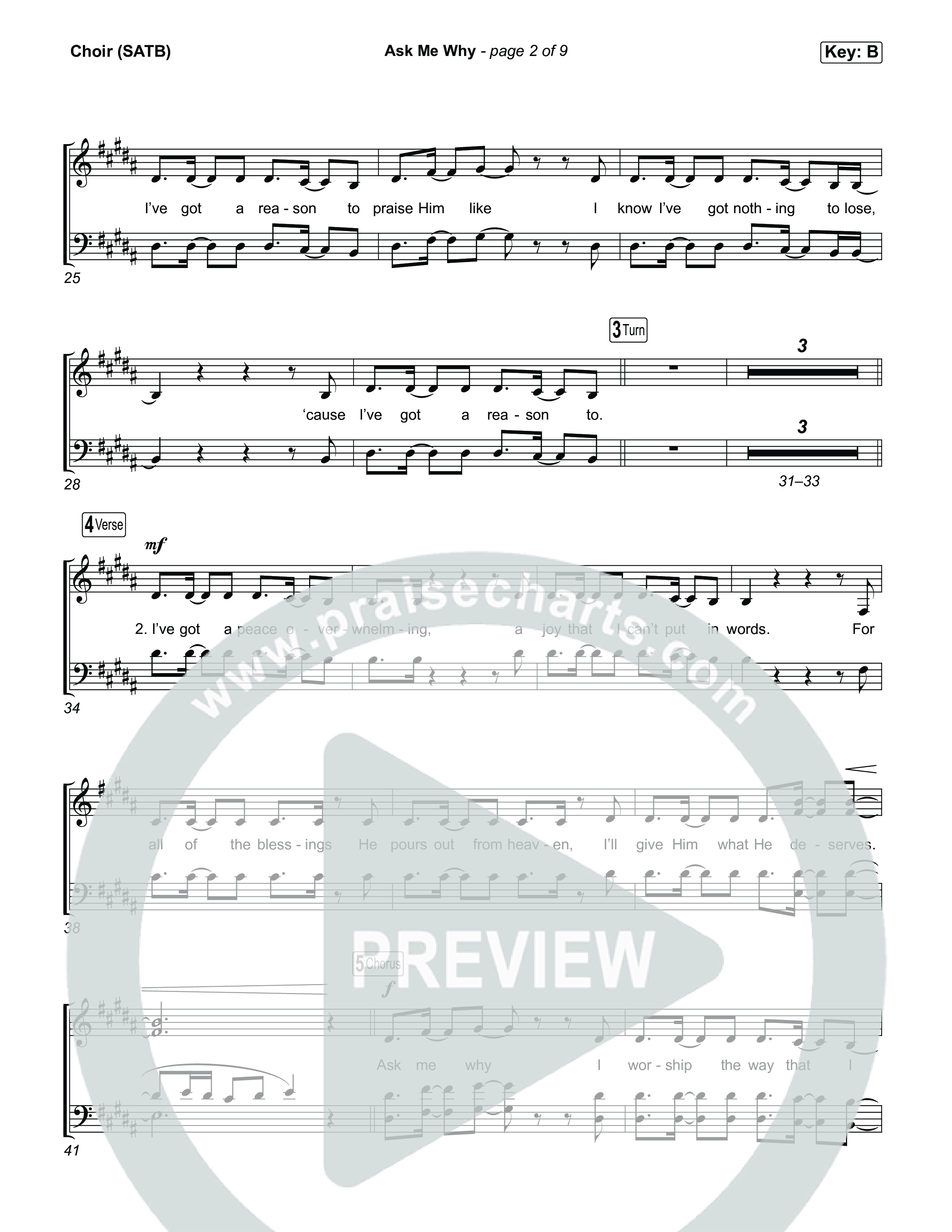 Ask Me Why Choir Sheet (David Jennings)