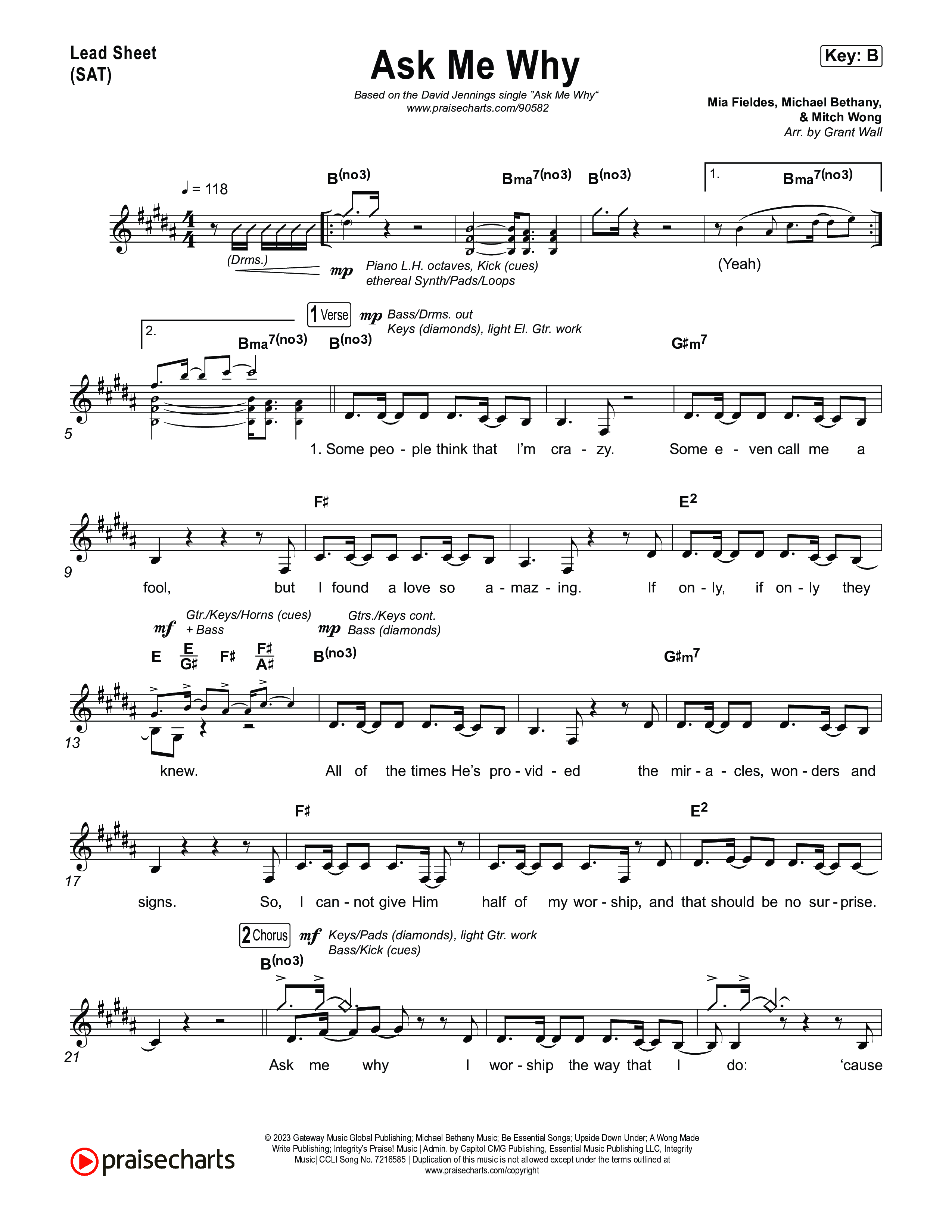 Ask Me Why Lead Sheet (SAT) (David Jennings)