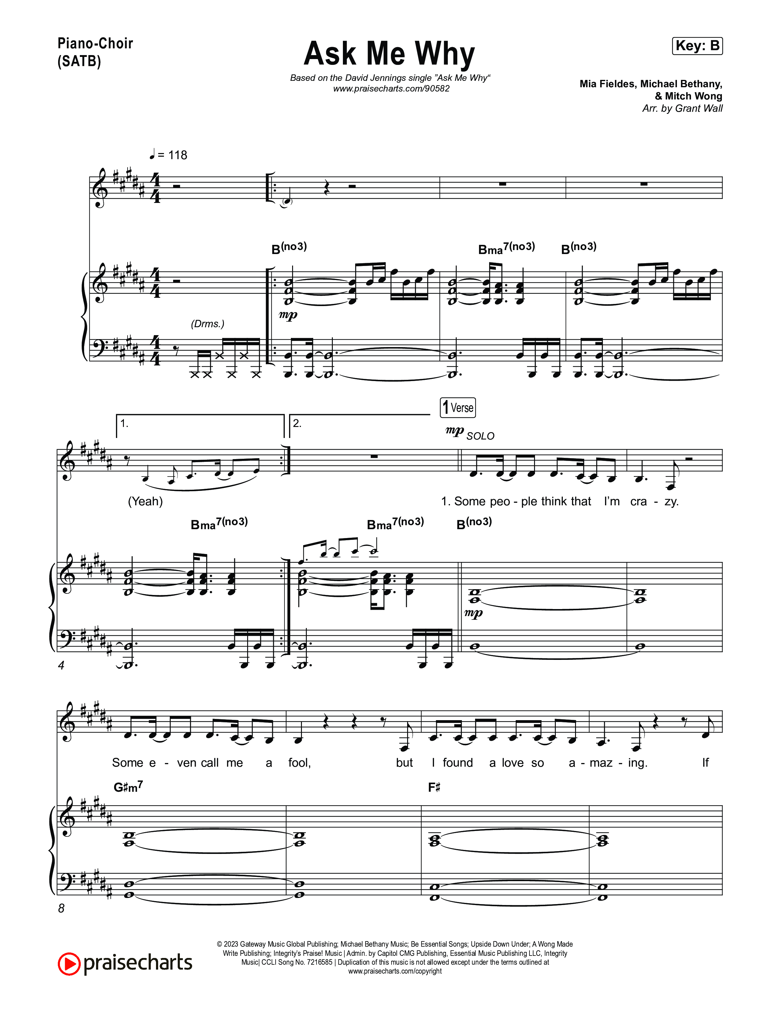 Ask Me Why Piano/Choir (SATB) (David Jennings)