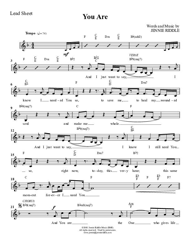 You Are Lead Sheet (Magen Singleton)