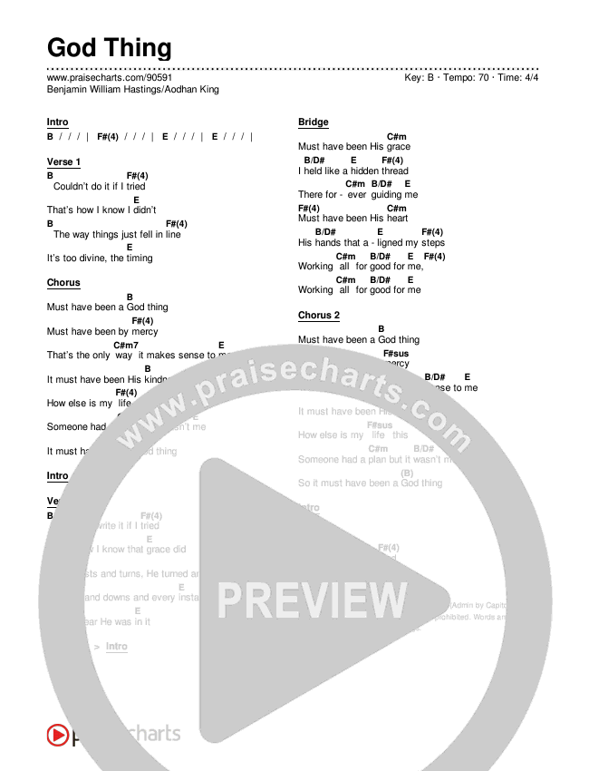 God Thing Chords & Lyrics (Benjamin William Hastings / Aodhan King)