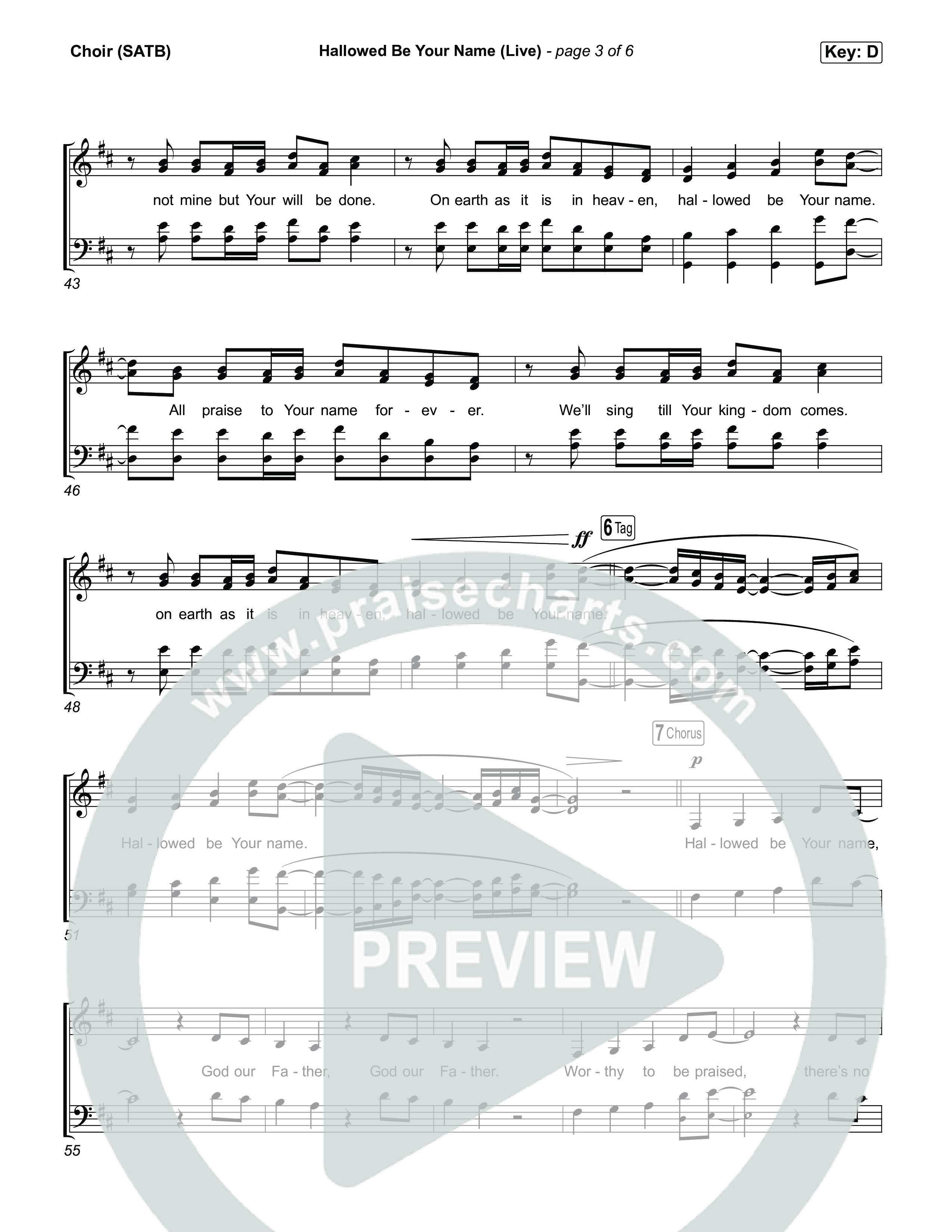 Hallowed Be Your Name (Live) Choir Sheet (SATB) (The Belonging Co / Andrew Holt / Leeland)