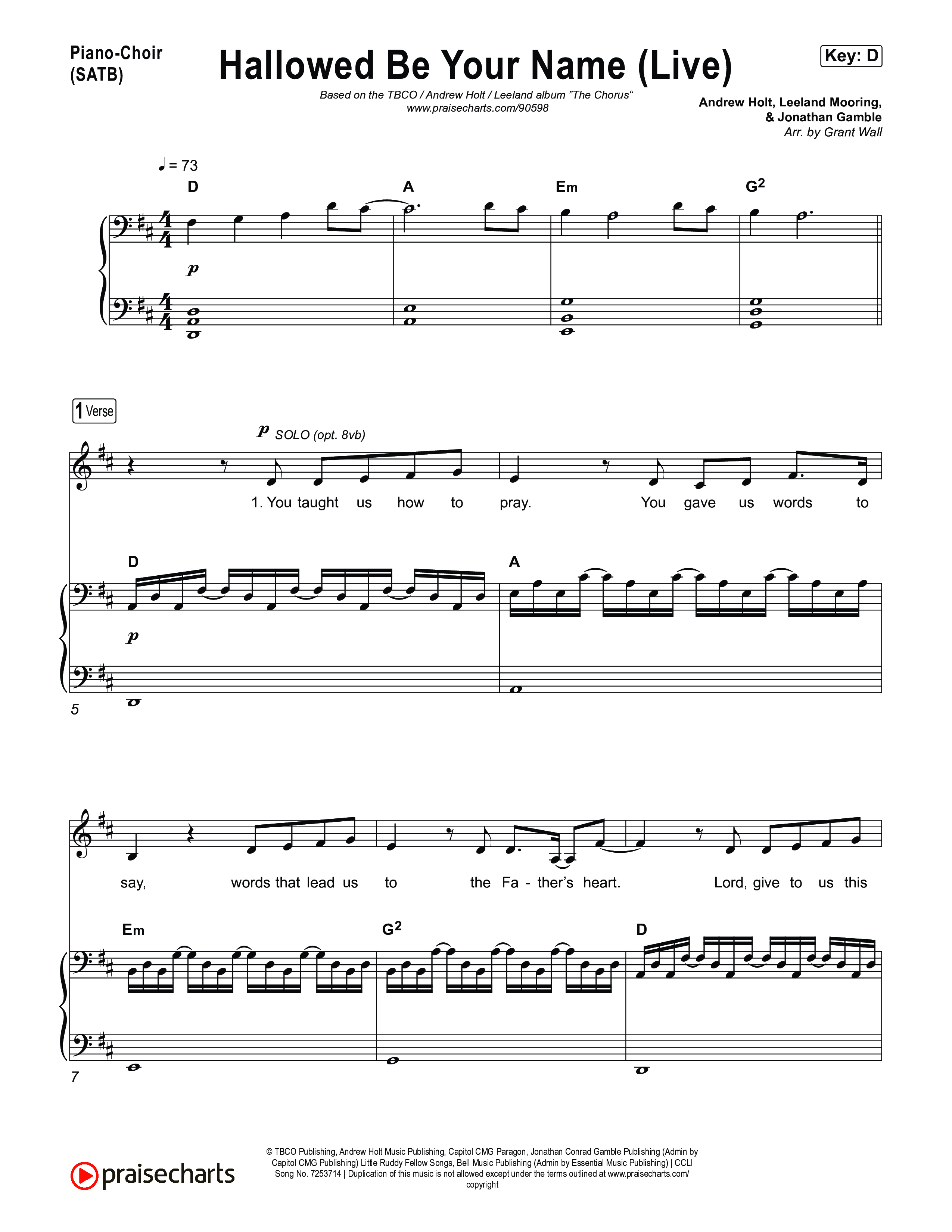 Hallowed Be Your Name (Live) Piano/Vocal Pack (The Belonging Co / Andrew Holt / Leeland)