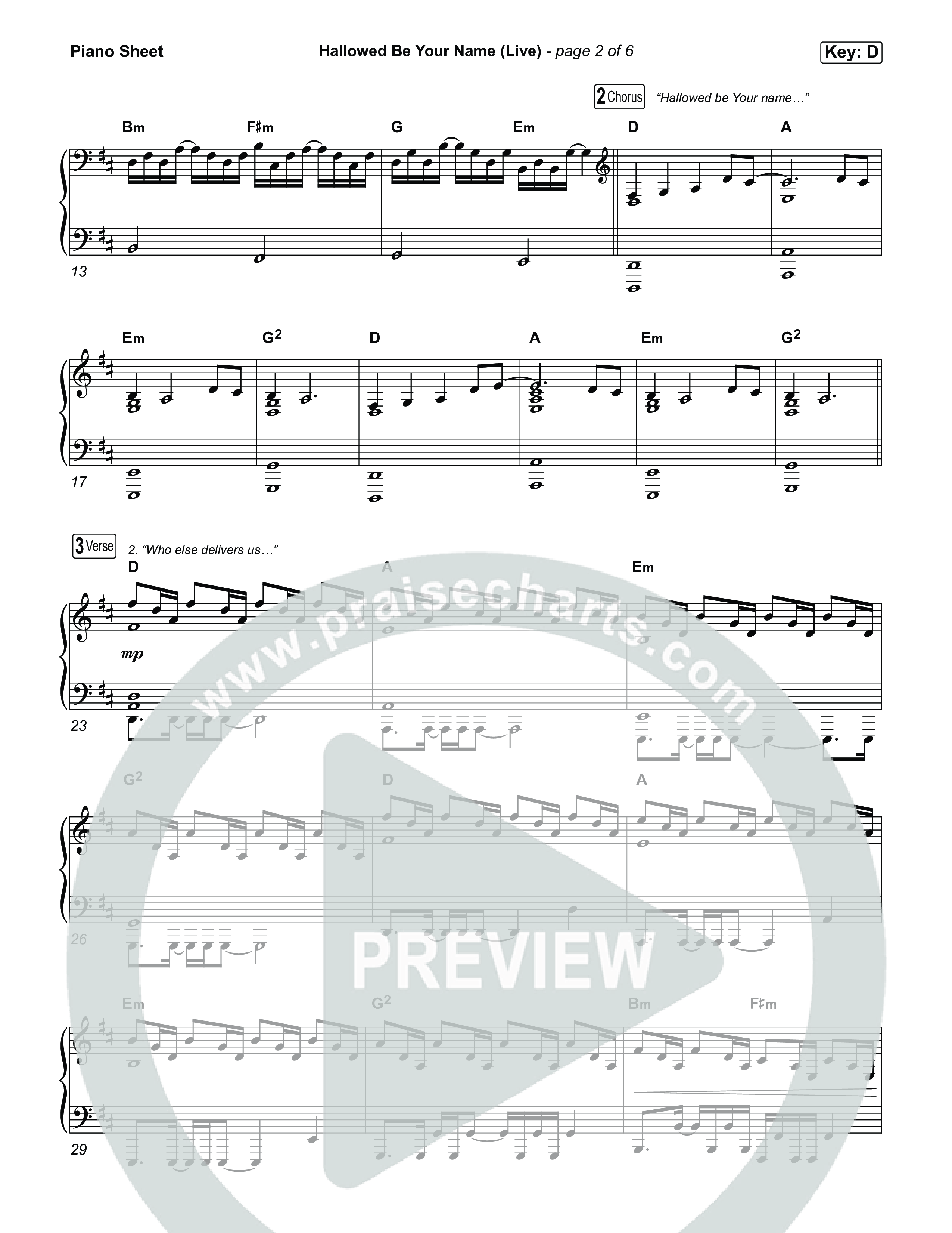 Hallowed Be Your Name (Live) Piano Sheet (The Belonging Co / Andrew Holt / Leeland)