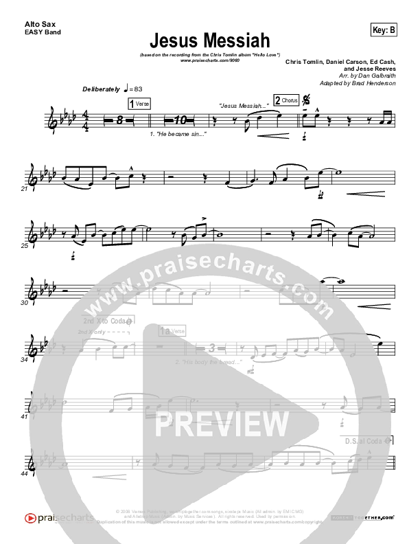 Jesus Messiah Alto Sax (Chris Tomlin)