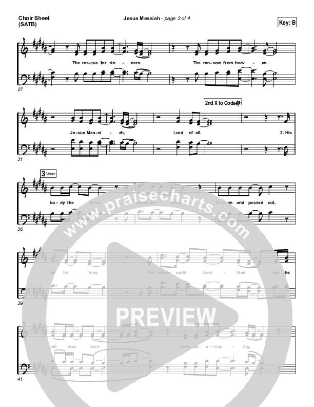 Jesus Messiah Choir Sheet (SATB) (Chris Tomlin)