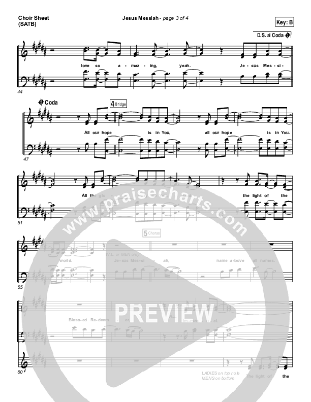 Jesus Messiah Choir Sheet (SATB) (Chris Tomlin)