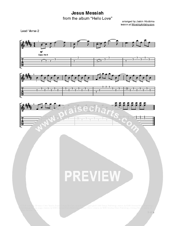 Jesus Messiah Guitar Tab (Chris Tomlin)
