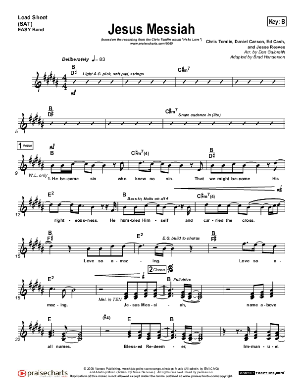 Jesus Messiah Lead Sheet (SAT) (Chris Tomlin)